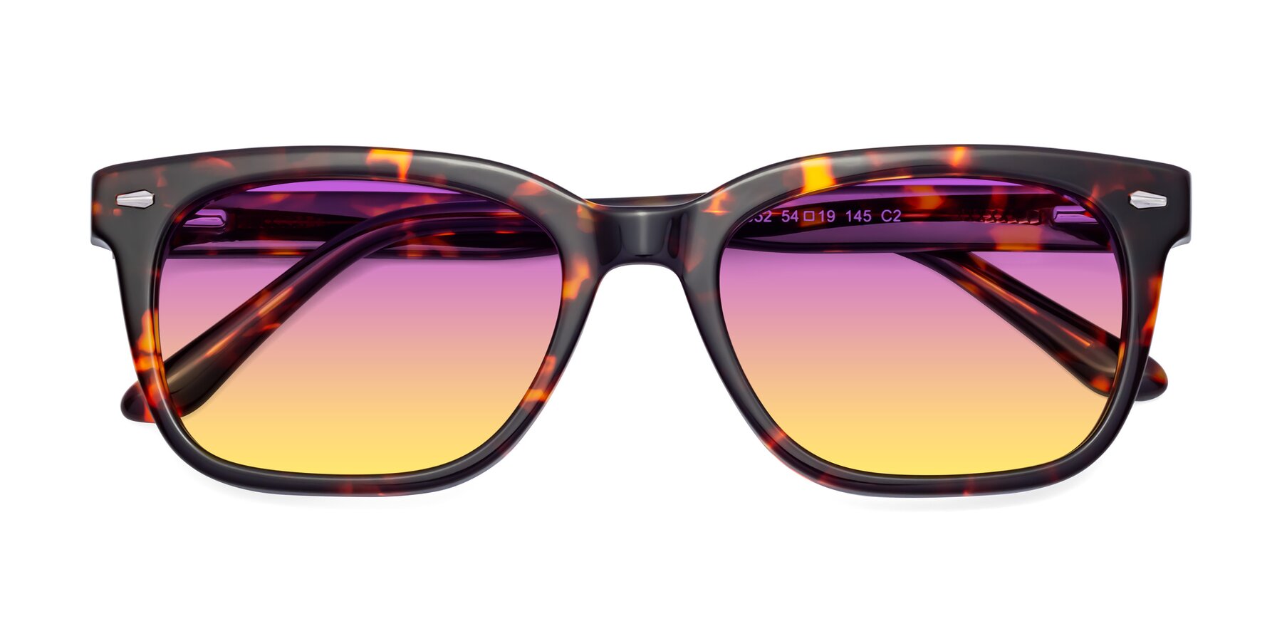 Folded Front of 1052 in Red Tortoise with Purple / Yellow Gradient Lenses