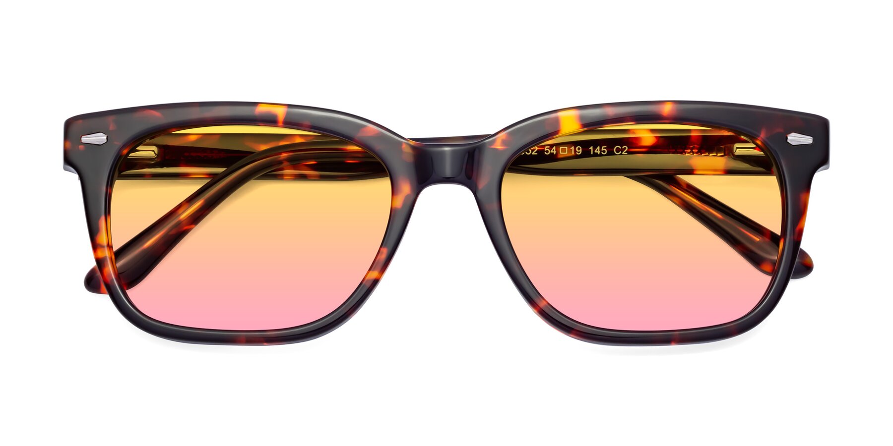 Folded Front of 1052 in Red Tortoise with Yellow / Pink Gradient Lenses
