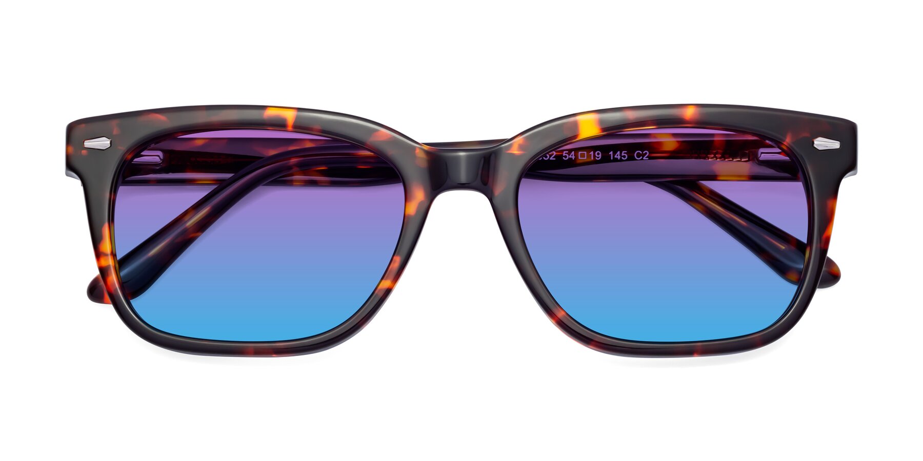 Folded Front of 1052 in Red Tortoise with Purple / Blue Gradient Lenses