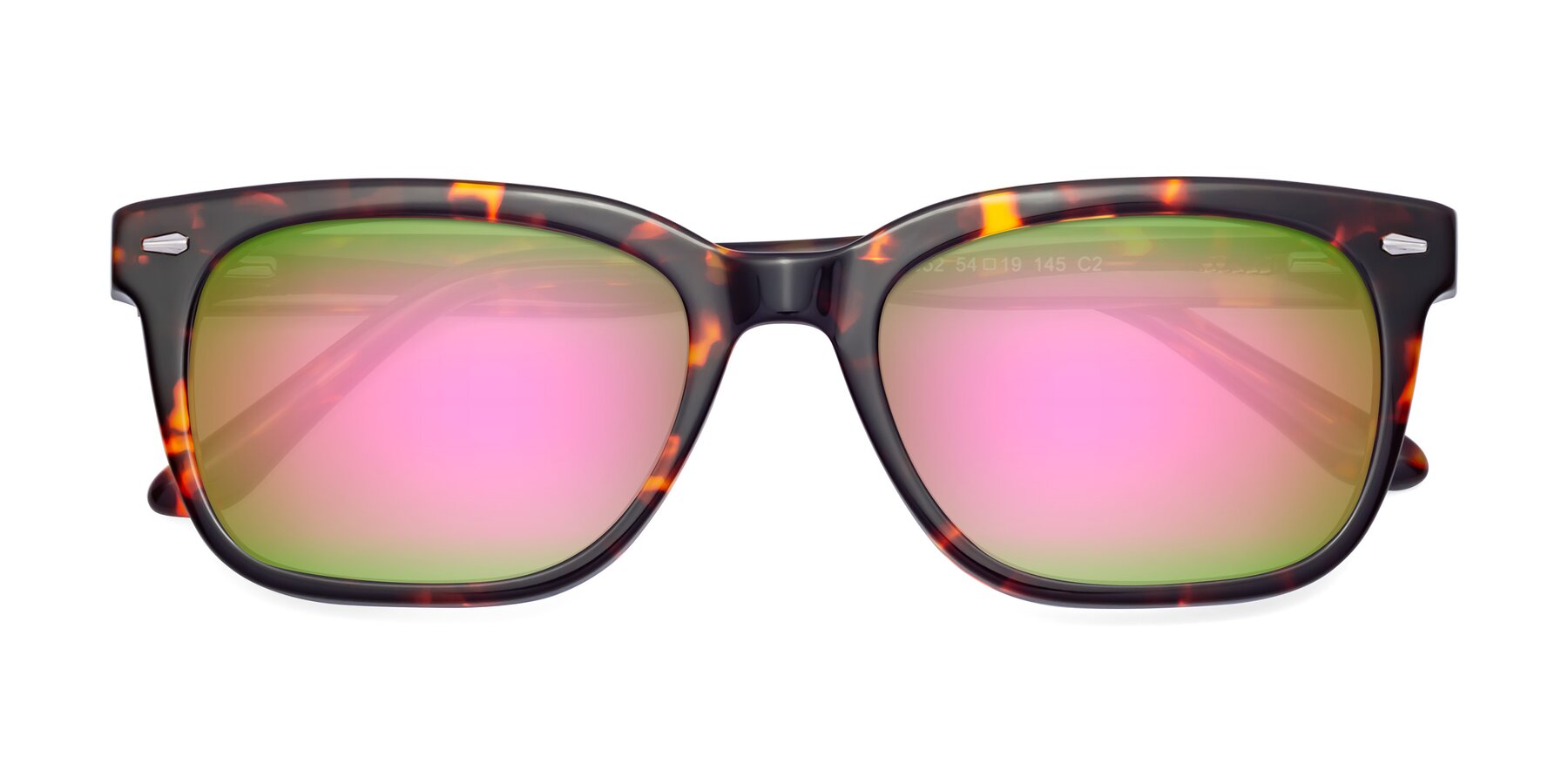 Folded Front of 1052 in Red Tortoise with Pink Mirrored Lenses
