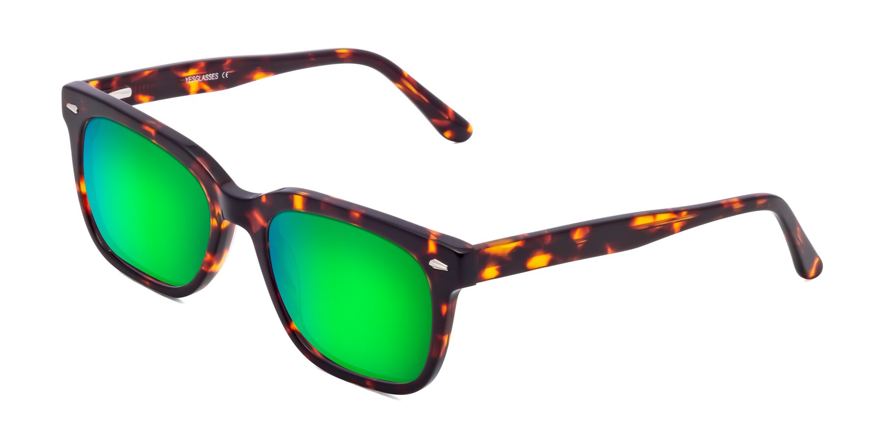 Angle of 1052 in Red Tortoise with Green Mirrored Lenses