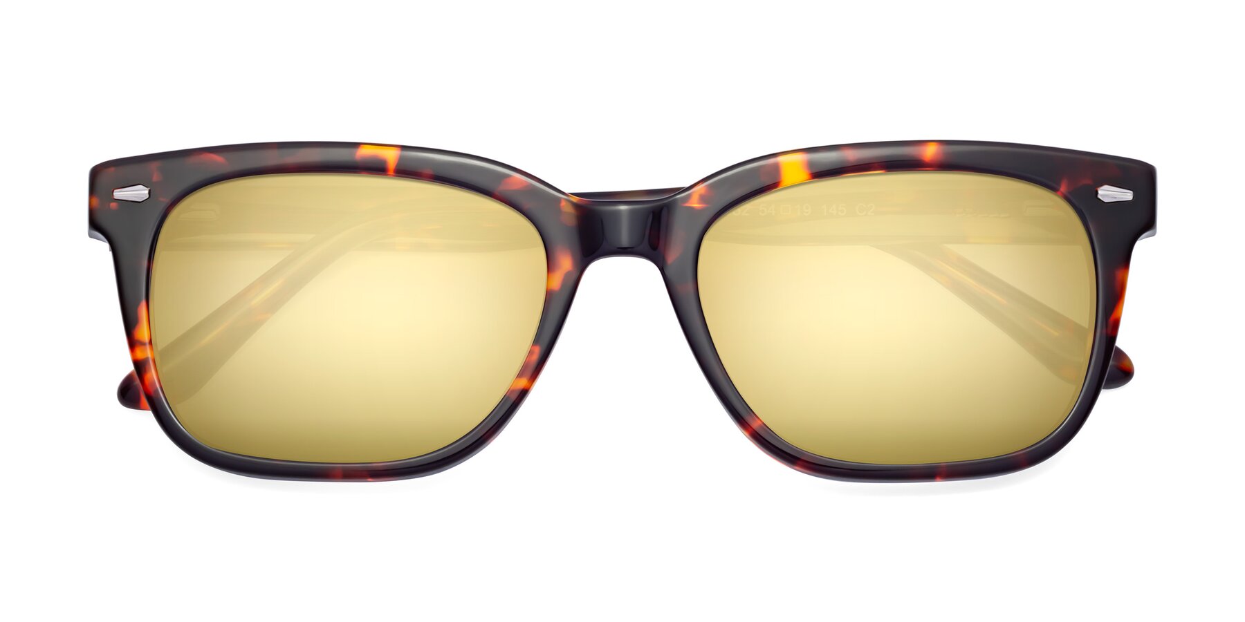 Folded Front of 1052 in Red Tortoise with Gold Mirrored Lenses
