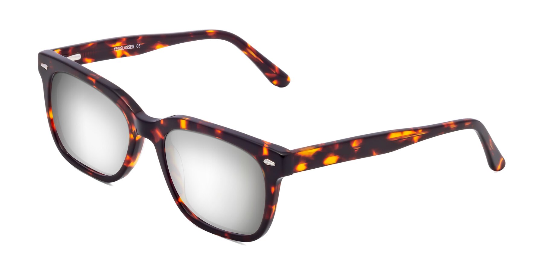 Angle of 1052 in Red Tortoise with Silver Mirrored Lenses