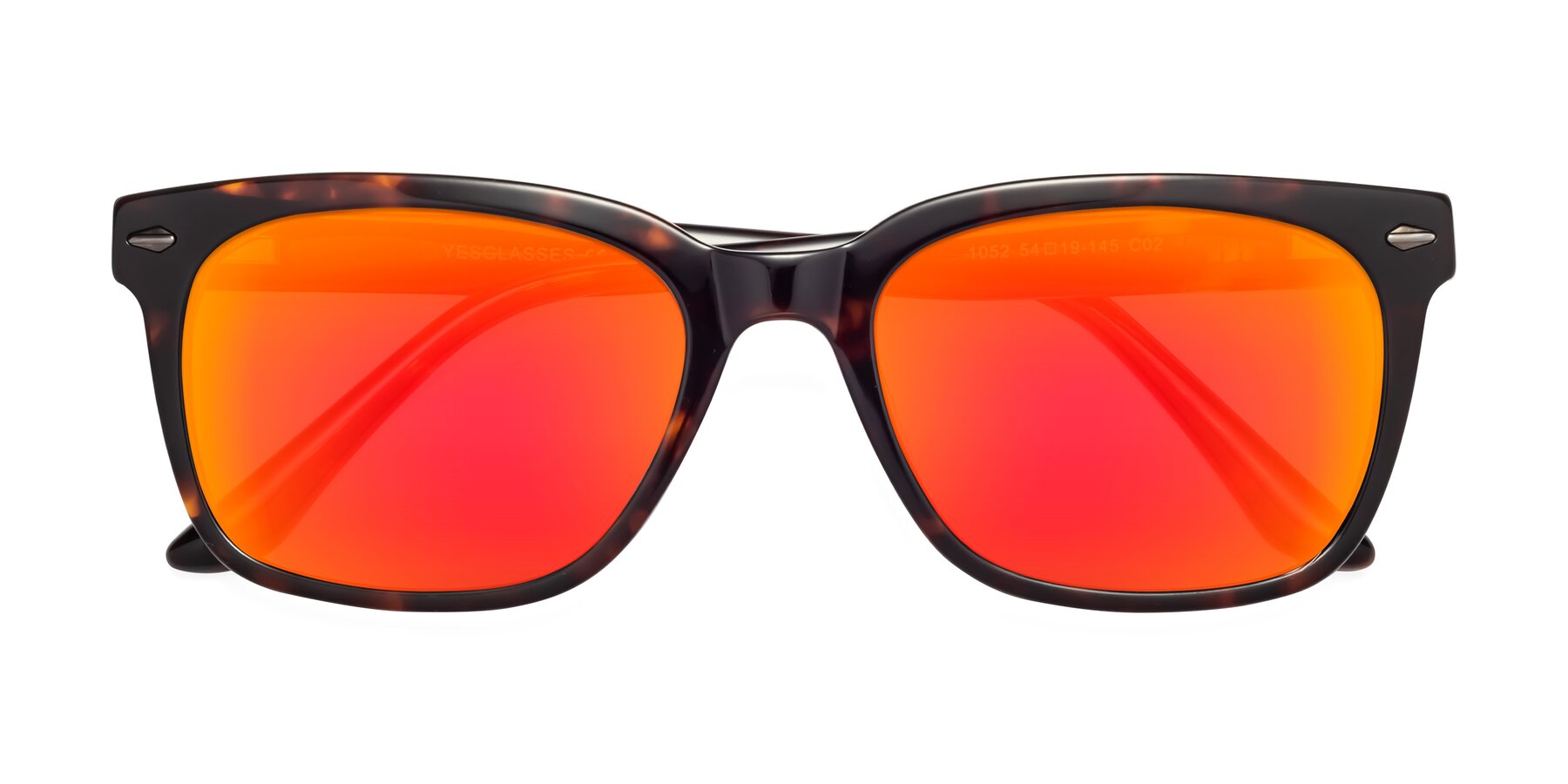 Folded Front of 1052 in Tortoise with Red Gold Mirrored Lenses