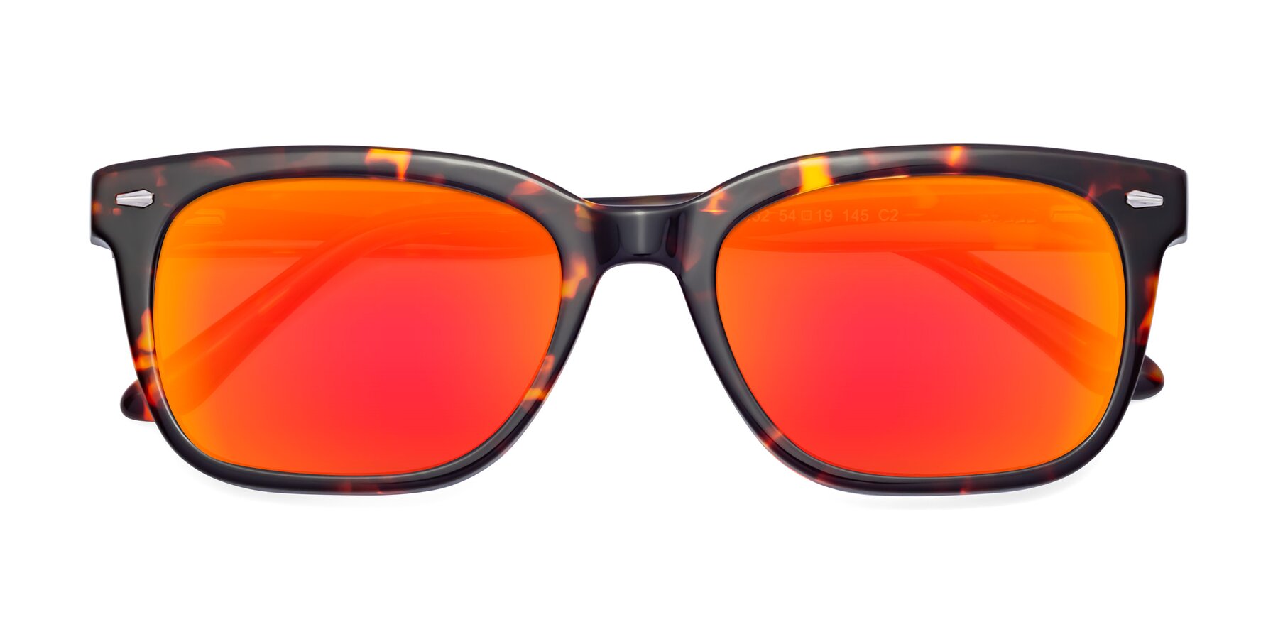 Folded Front of 1052 in Red Tortoise with Red Gold Mirrored Lenses
