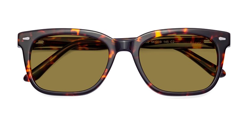 Black-Tortoise Keyhole Bridge Acetate Trapezoid Polarized Sunglasses ...