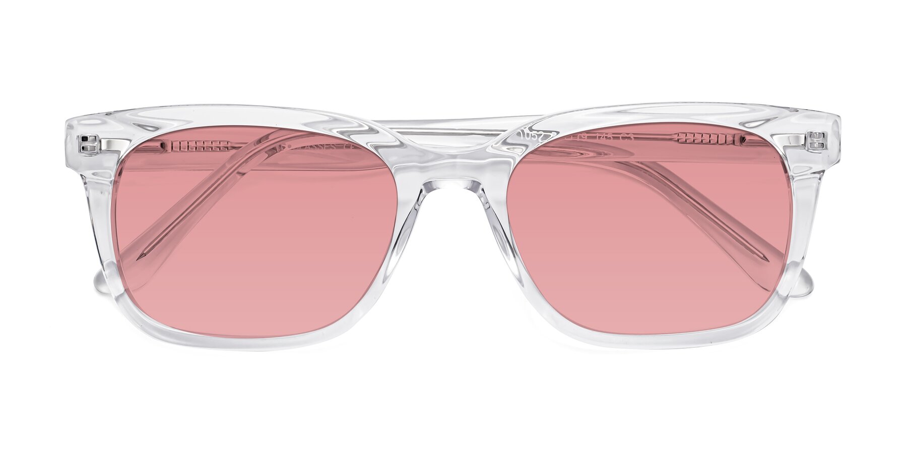 Folded Front of 1052 in Clear with Medium Garnet Tinted Lenses