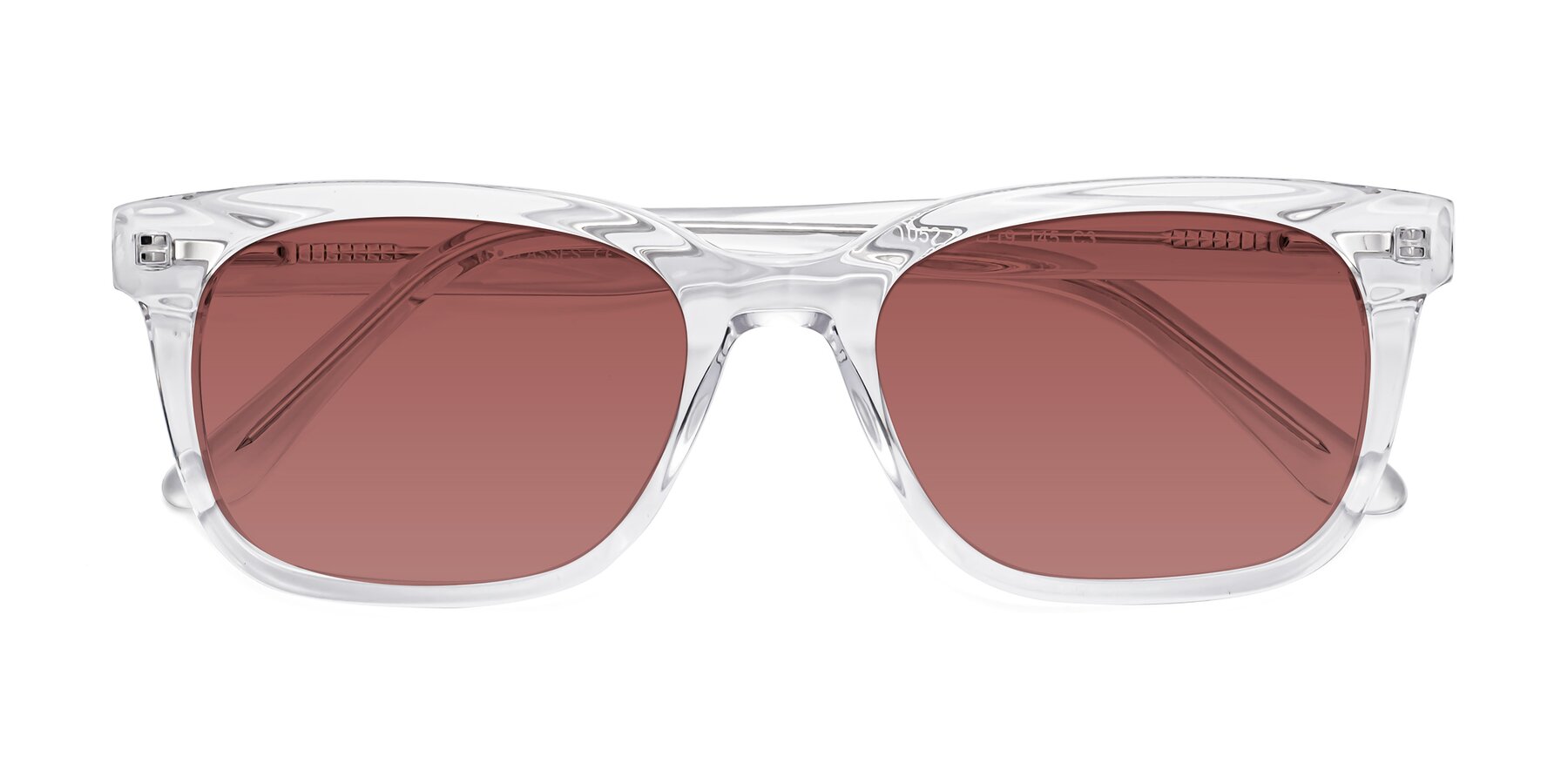 Folded Front of 1052 in Clear with Garnet Tinted Lenses