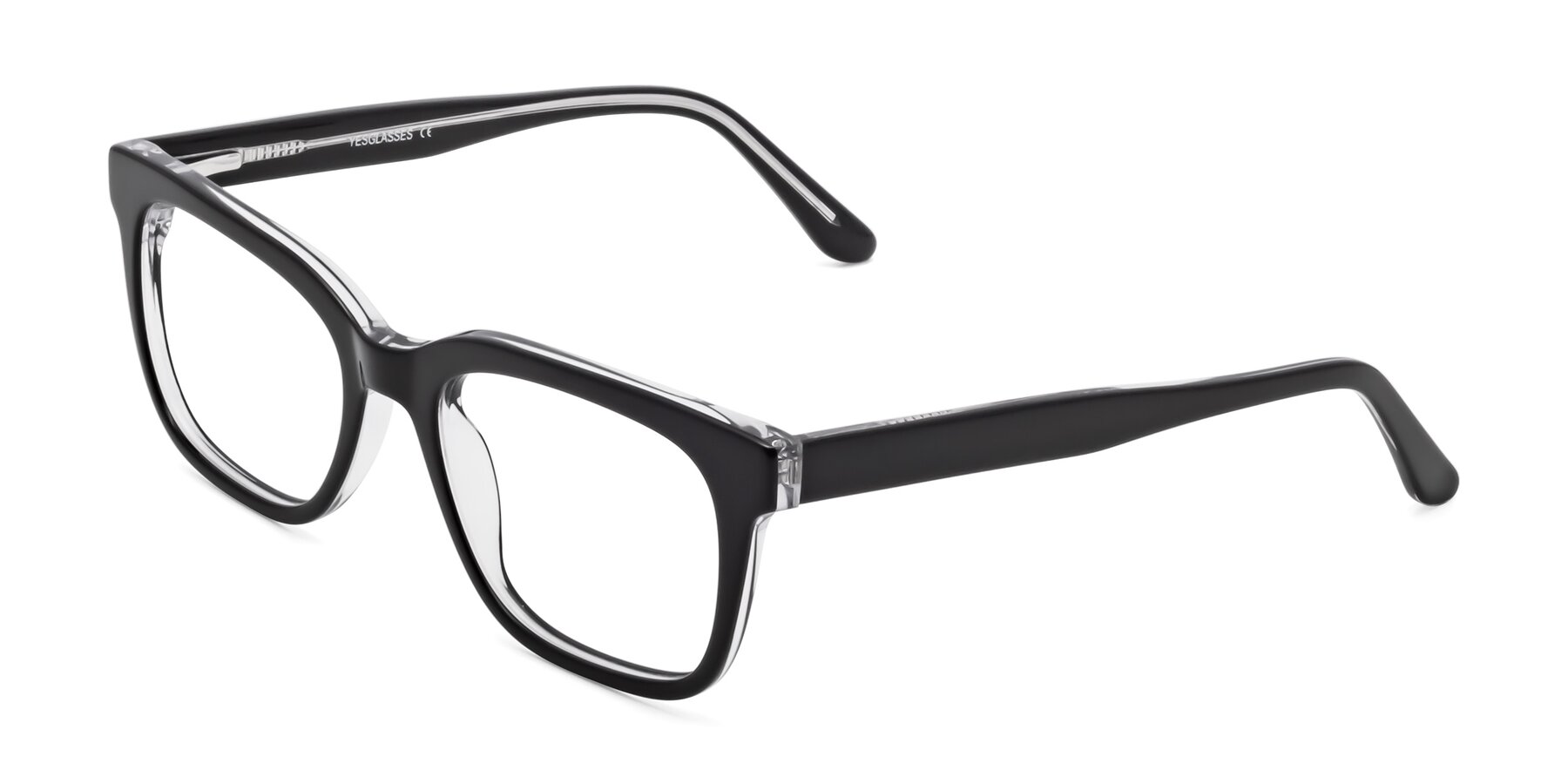Angle of 1052 in Black-Clear with Clear Reading Eyeglass Lenses