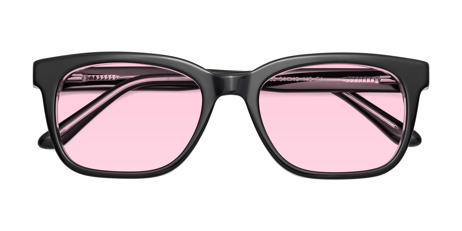 Folded Front of 1052 in Black-Clear with Light Pink Tinted Lenses