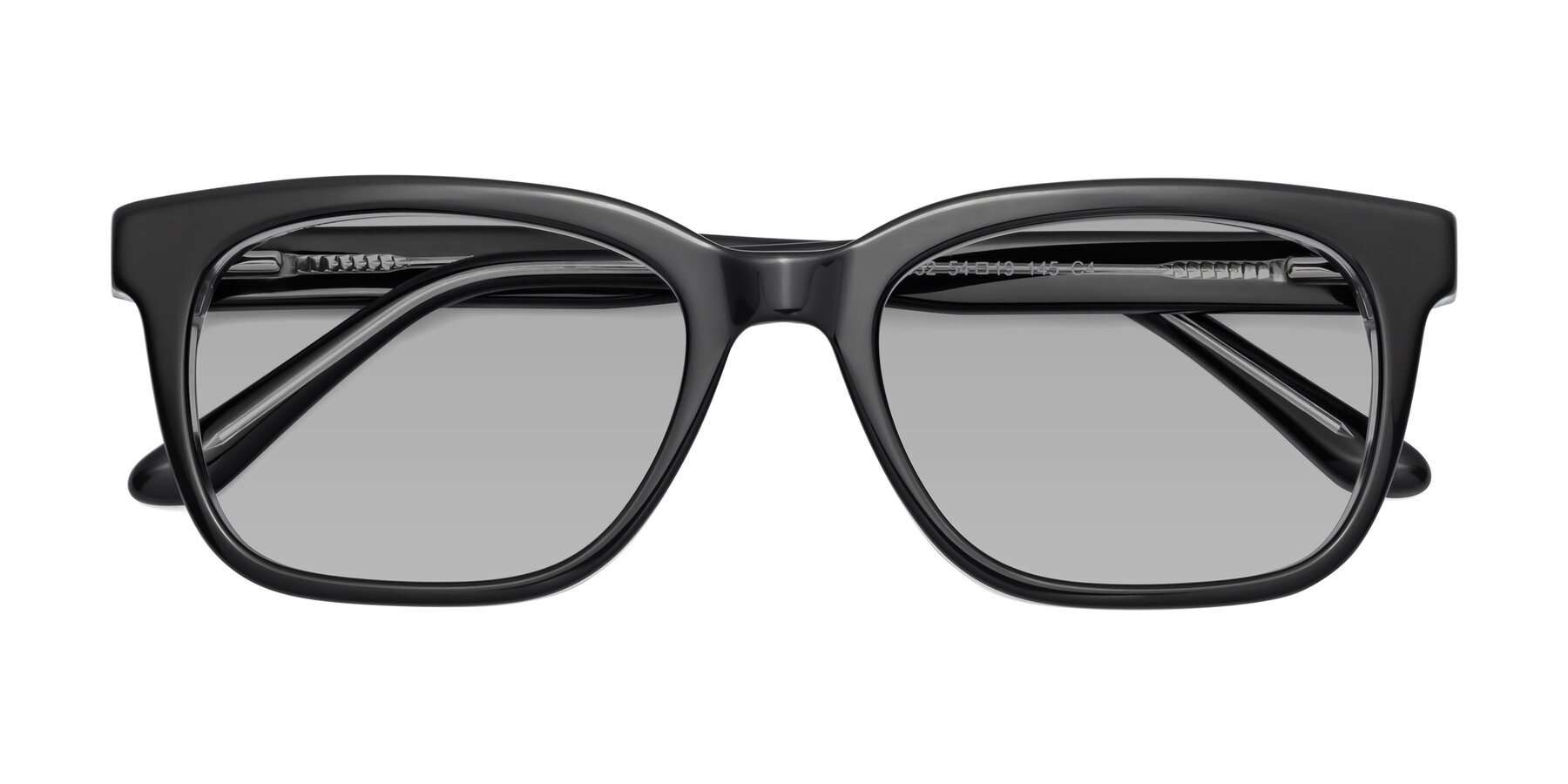Folded Front of 1052 in Black-Clear with Light Gray Tinted Lenses