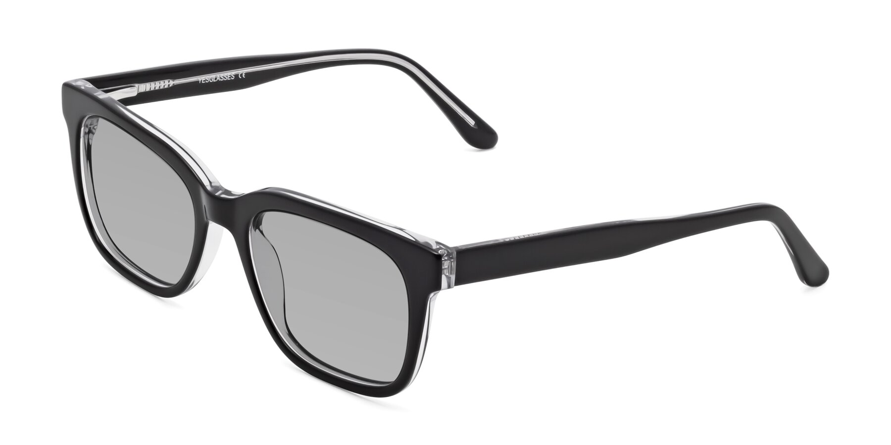 Angle of 1052 in Black-Clear with Light Gray Tinted Lenses