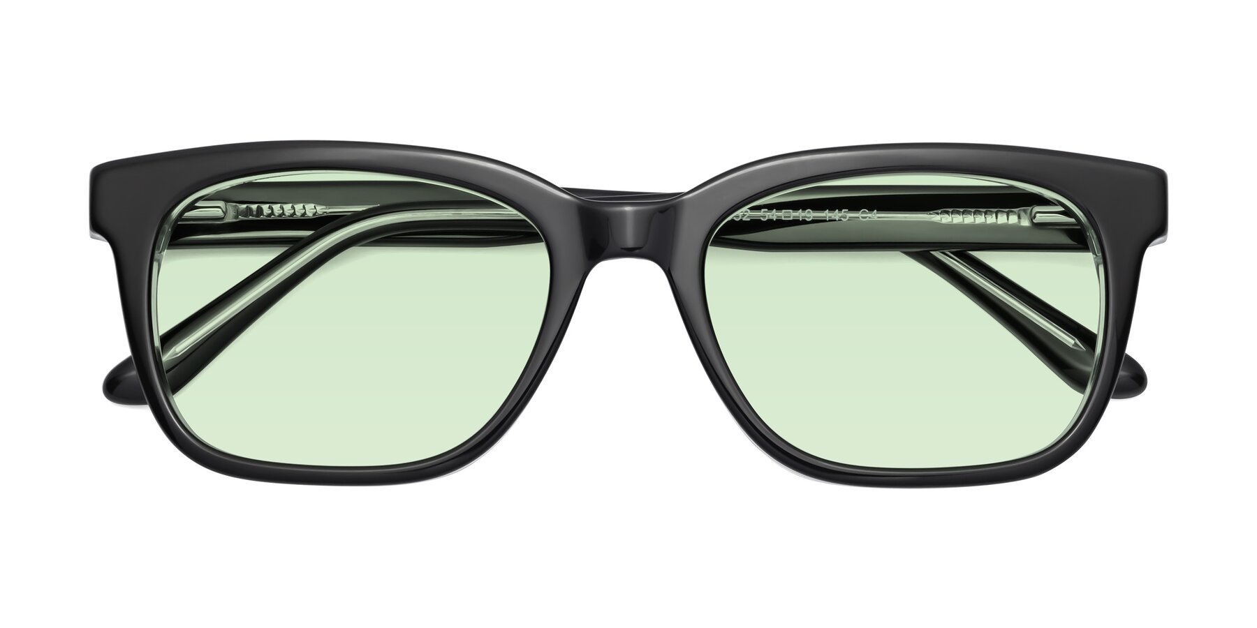 Folded Front of 1052 in Black-Clear with Light Green Tinted Lenses