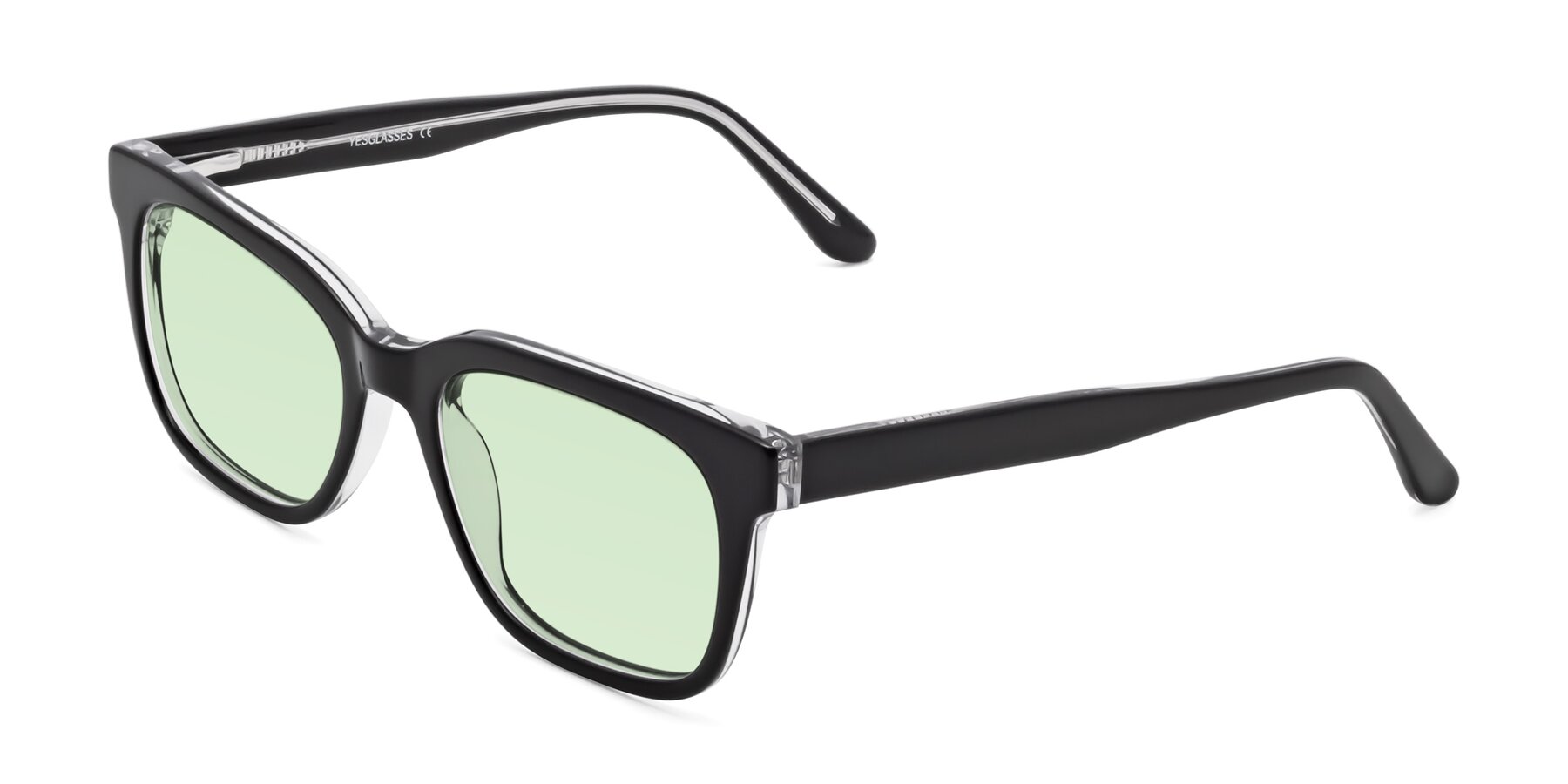 Angle of 1052 in Black-Clear with Light Green Tinted Lenses