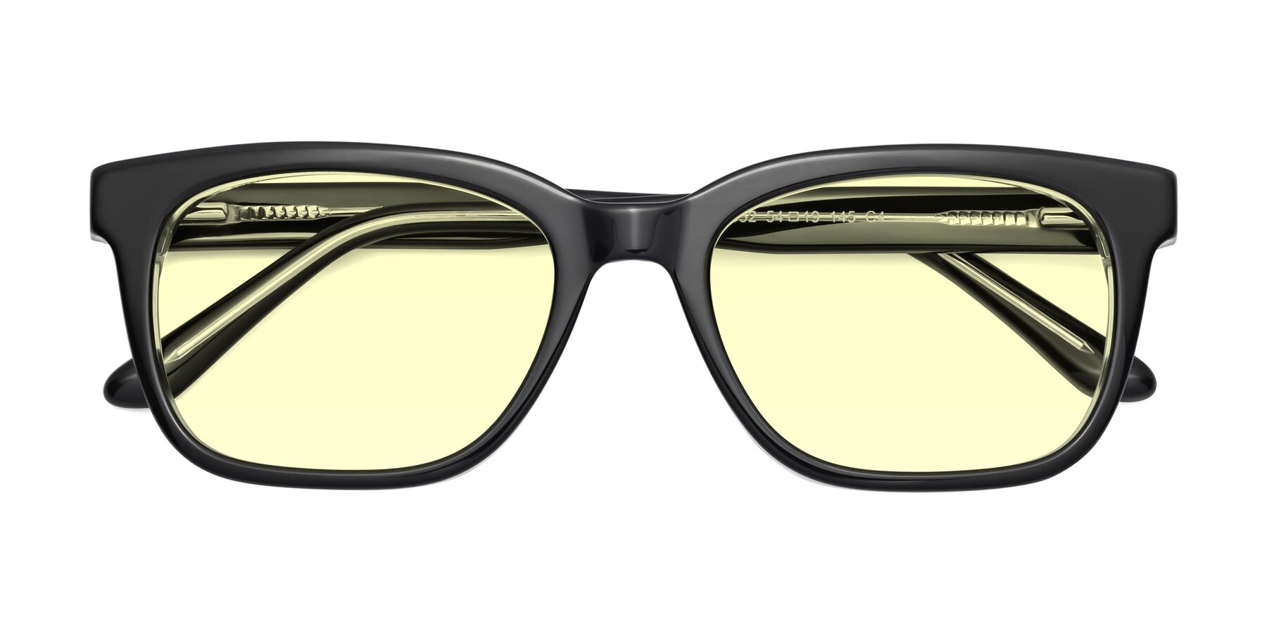 Folded Front of 1052 in Black-Clear with Light Yellow Tinted Lenses