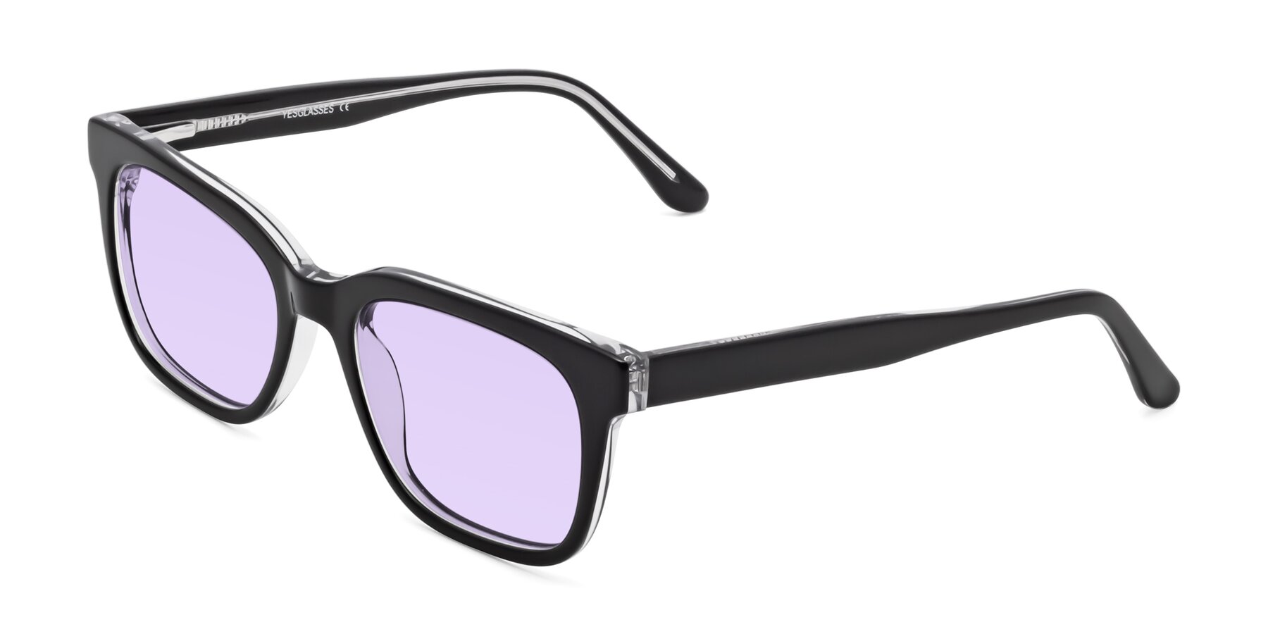 Angle of 1052 in Black-Clear with Light Purple Tinted Lenses