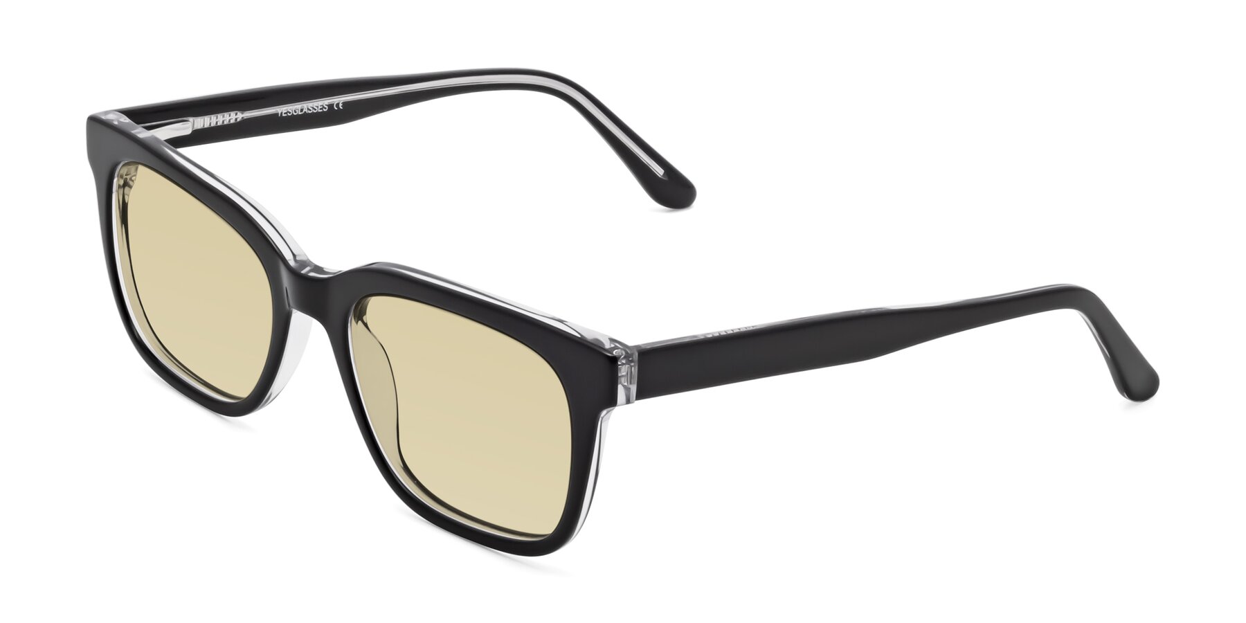 Angle of 1052 in Black-Clear with Light Champagne Tinted Lenses