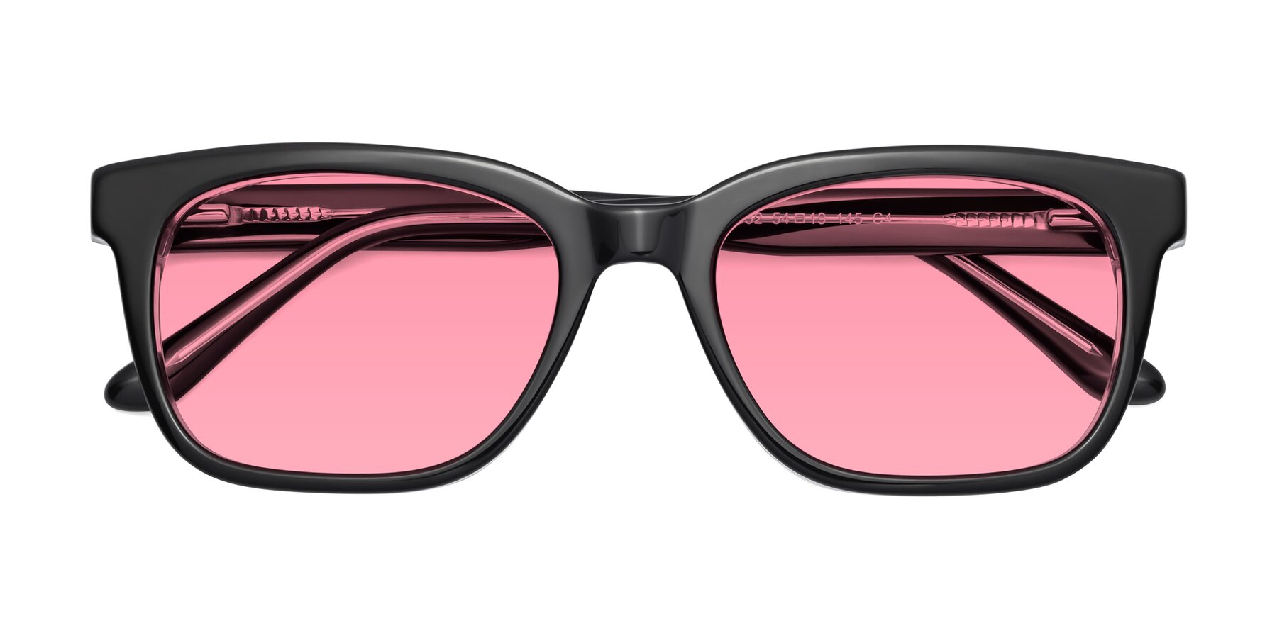 Folded Front of 1052 in Black-Clear with Pink Tinted Lenses