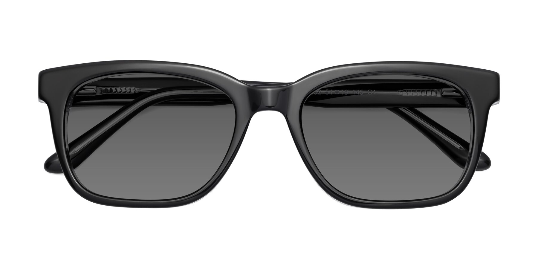 Folded Front of 1052 in Black-Clear with Medium Gray Tinted Lenses