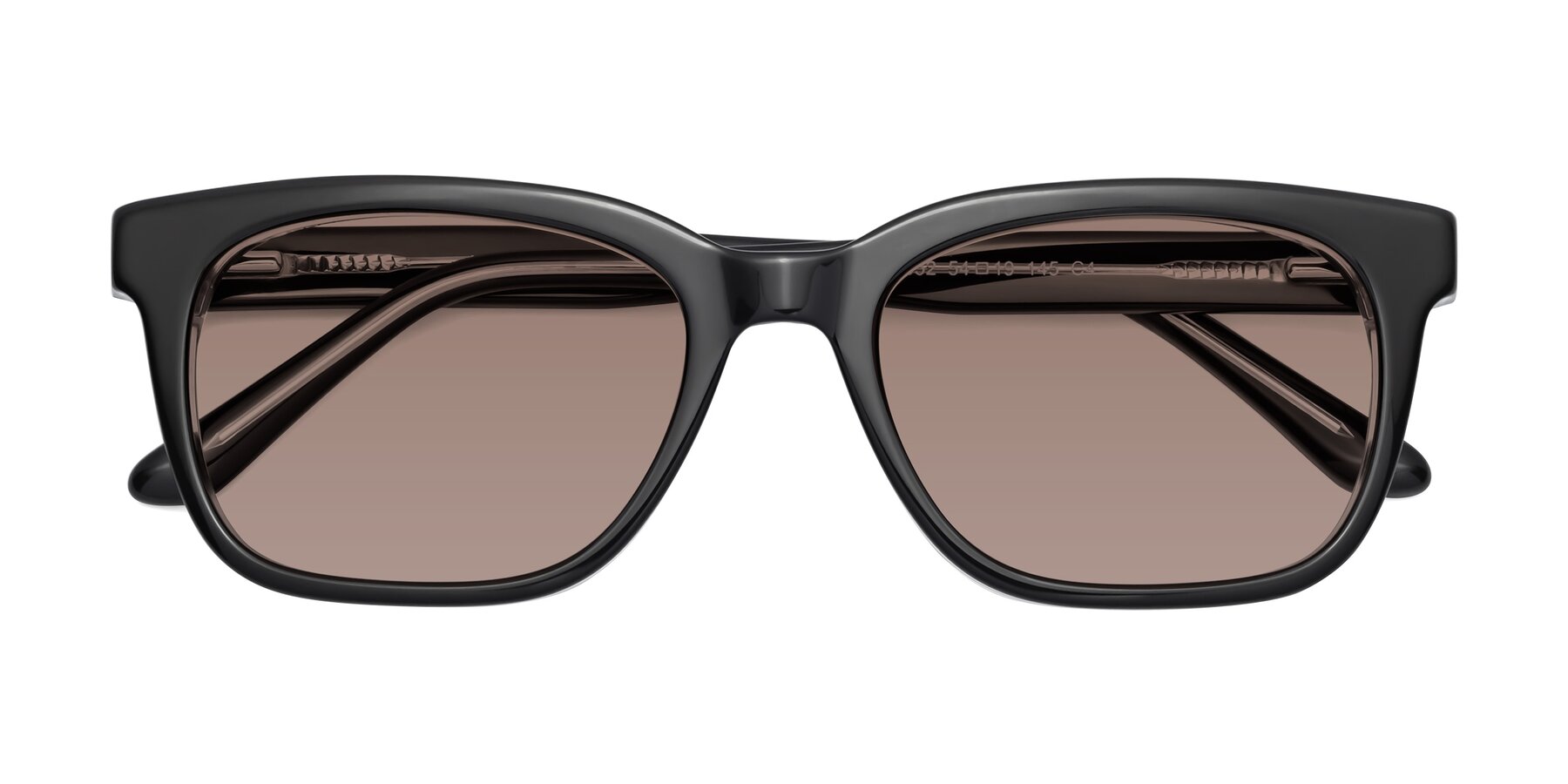 Folded Front of 1052 in Black-Clear with Medium Brown Tinted Lenses