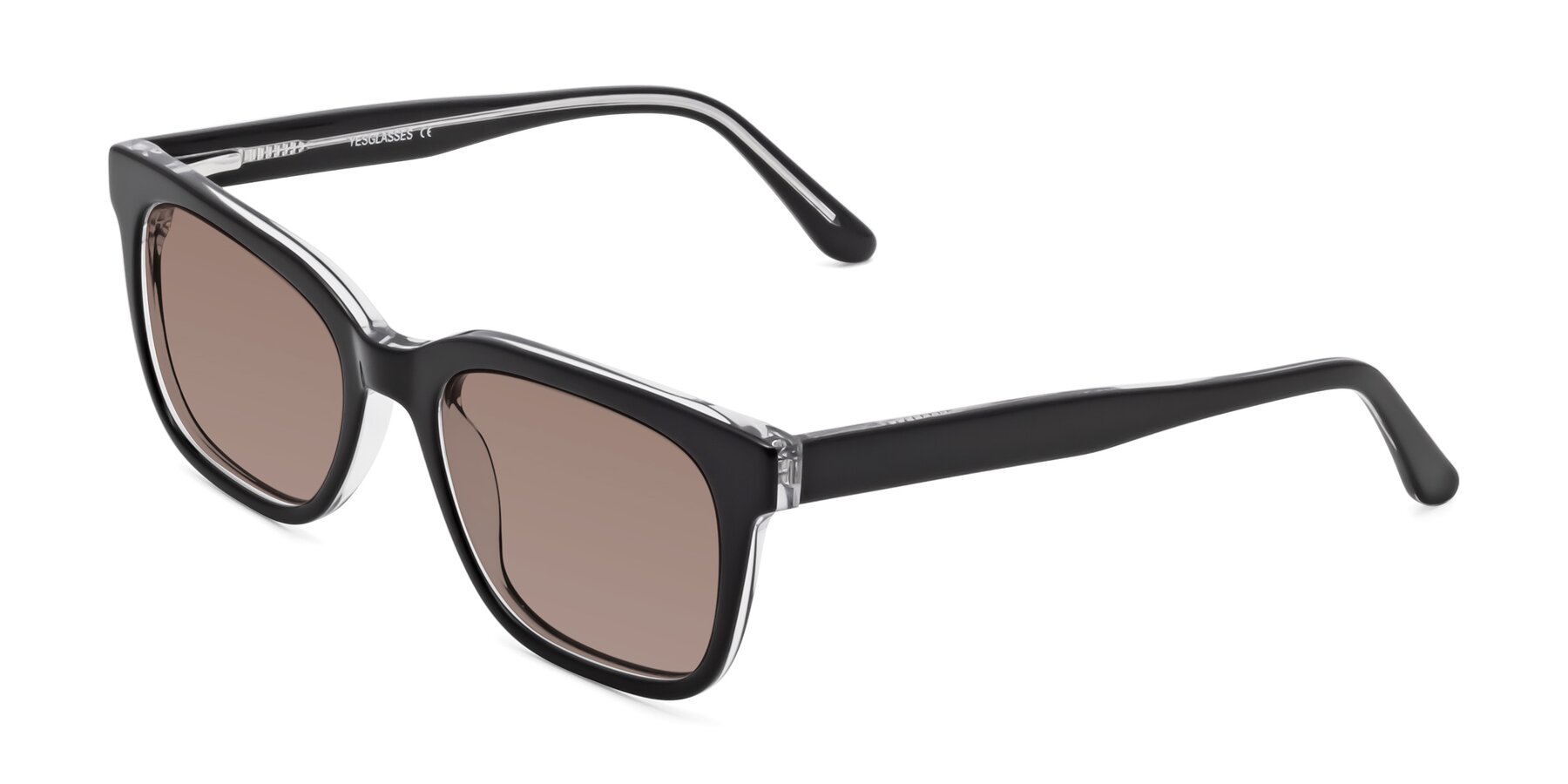 Angle of 1052 in Black-Clear with Medium Brown Tinted Lenses