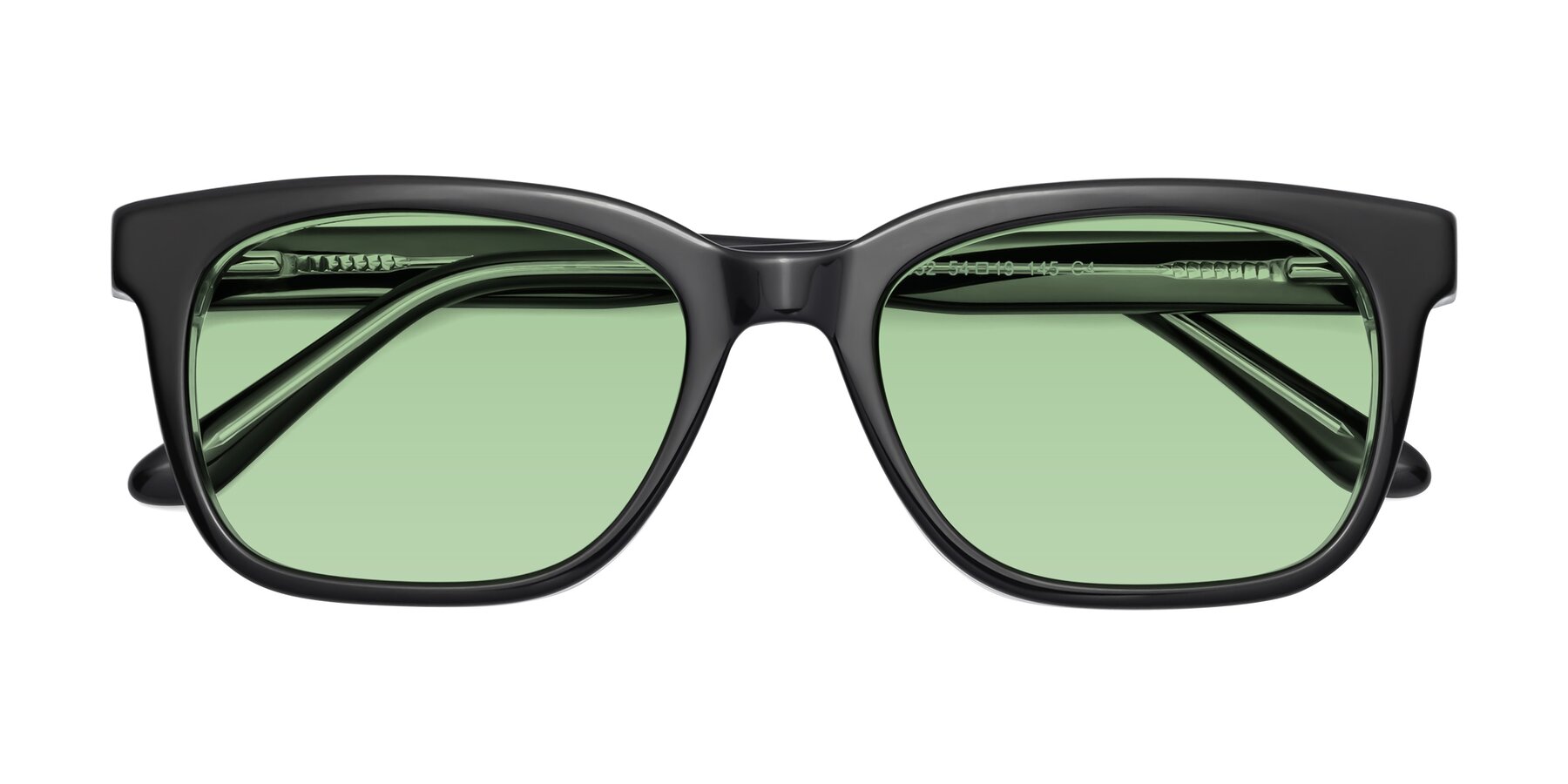 Folded Front of 1052 in Black-Clear with Medium Green Tinted Lenses
