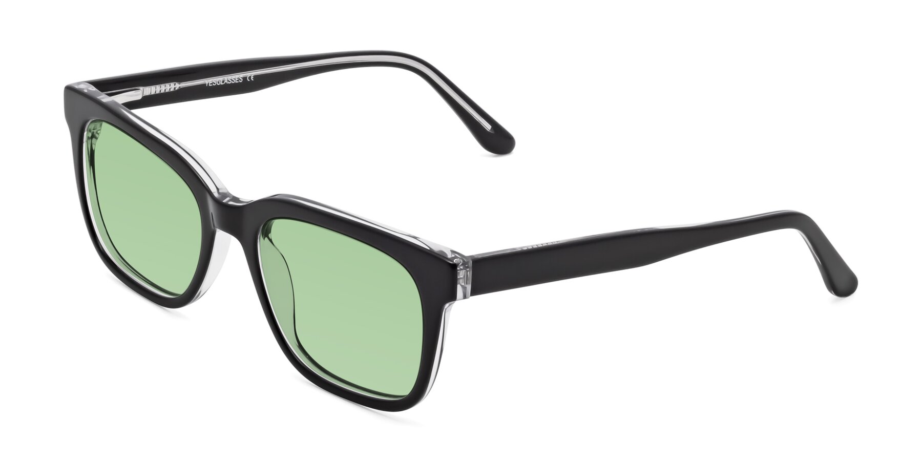 Angle of 1052 in Black-Clear with Medium Green Tinted Lenses