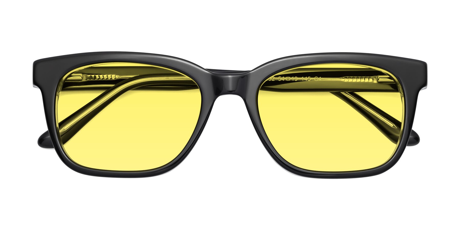 Folded Front of 1052 in Black-Clear with Medium Yellow Tinted Lenses