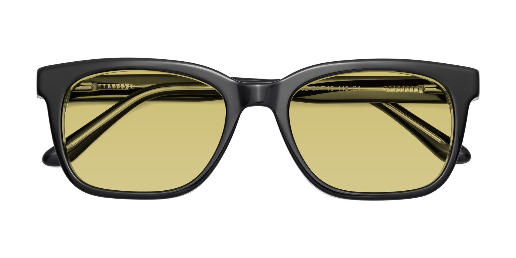 Folded Front of 1052 in Black-Clear with Medium Champagne Tinted Lenses