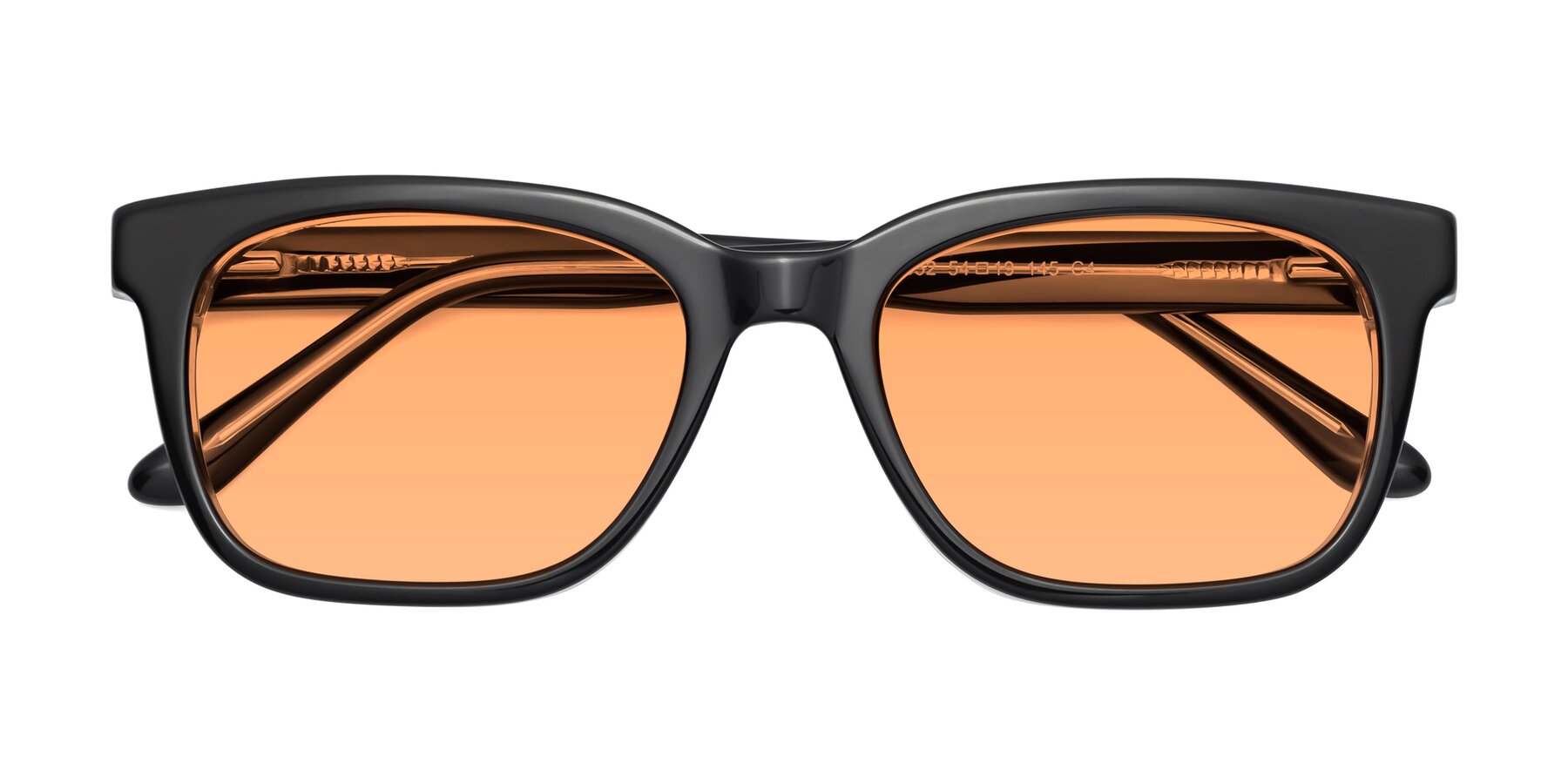 Folded Front of 1052 in Black-Clear with Medium Orange Tinted Lenses