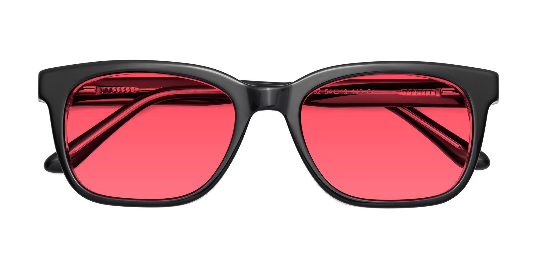 Folded Front of 1052 in Black-Clear with Red Tinted Lenses