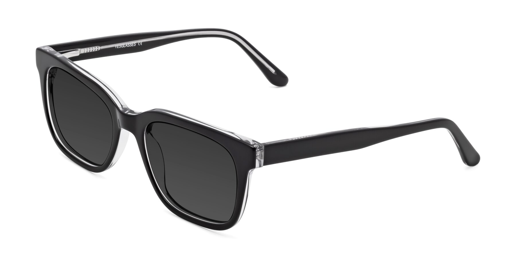 Angle of 1052 in Black-Clear with Gray Tinted Lenses