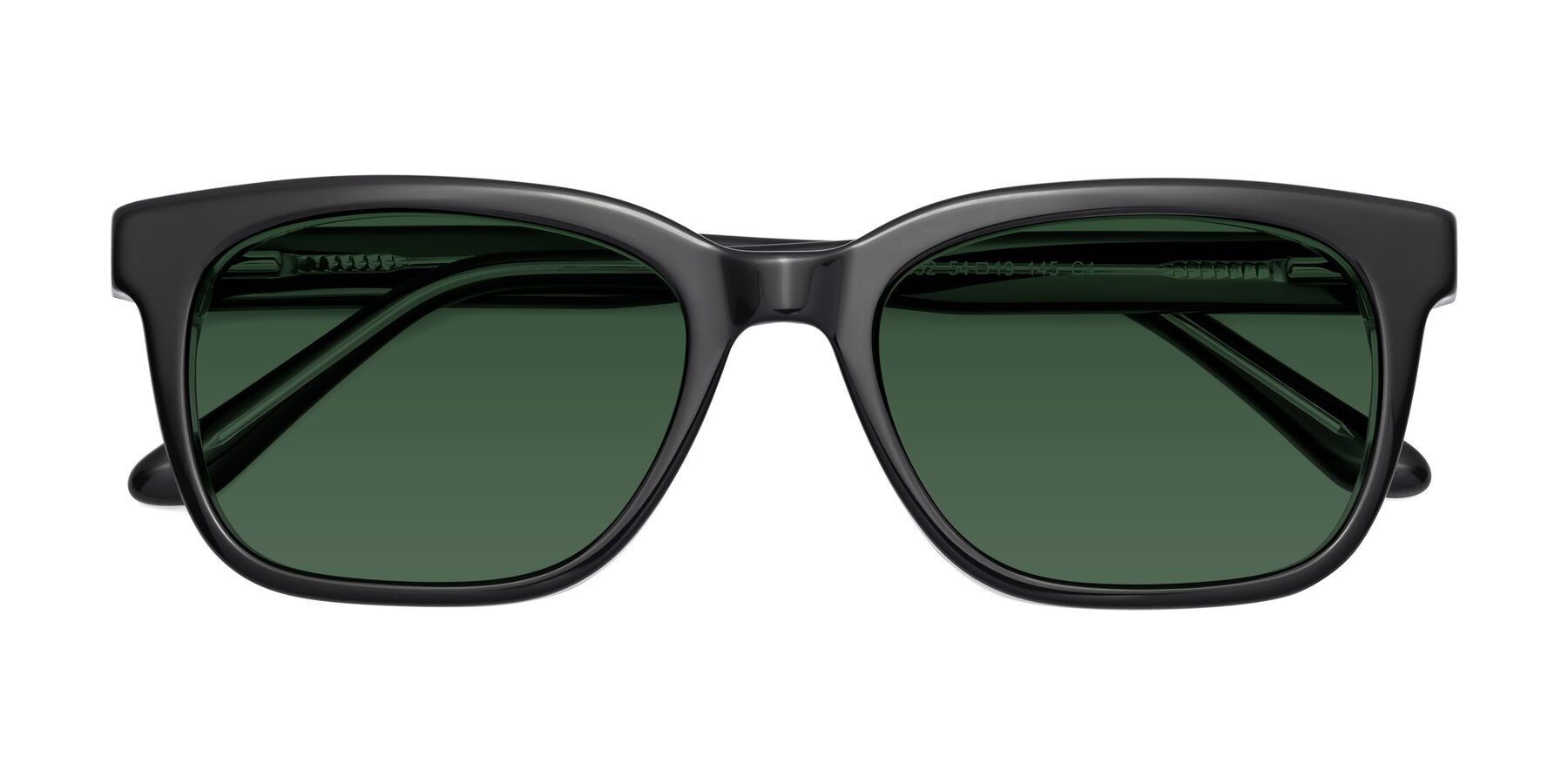 Folded Front of 1052 in Black-Clear with Green Tinted Lenses