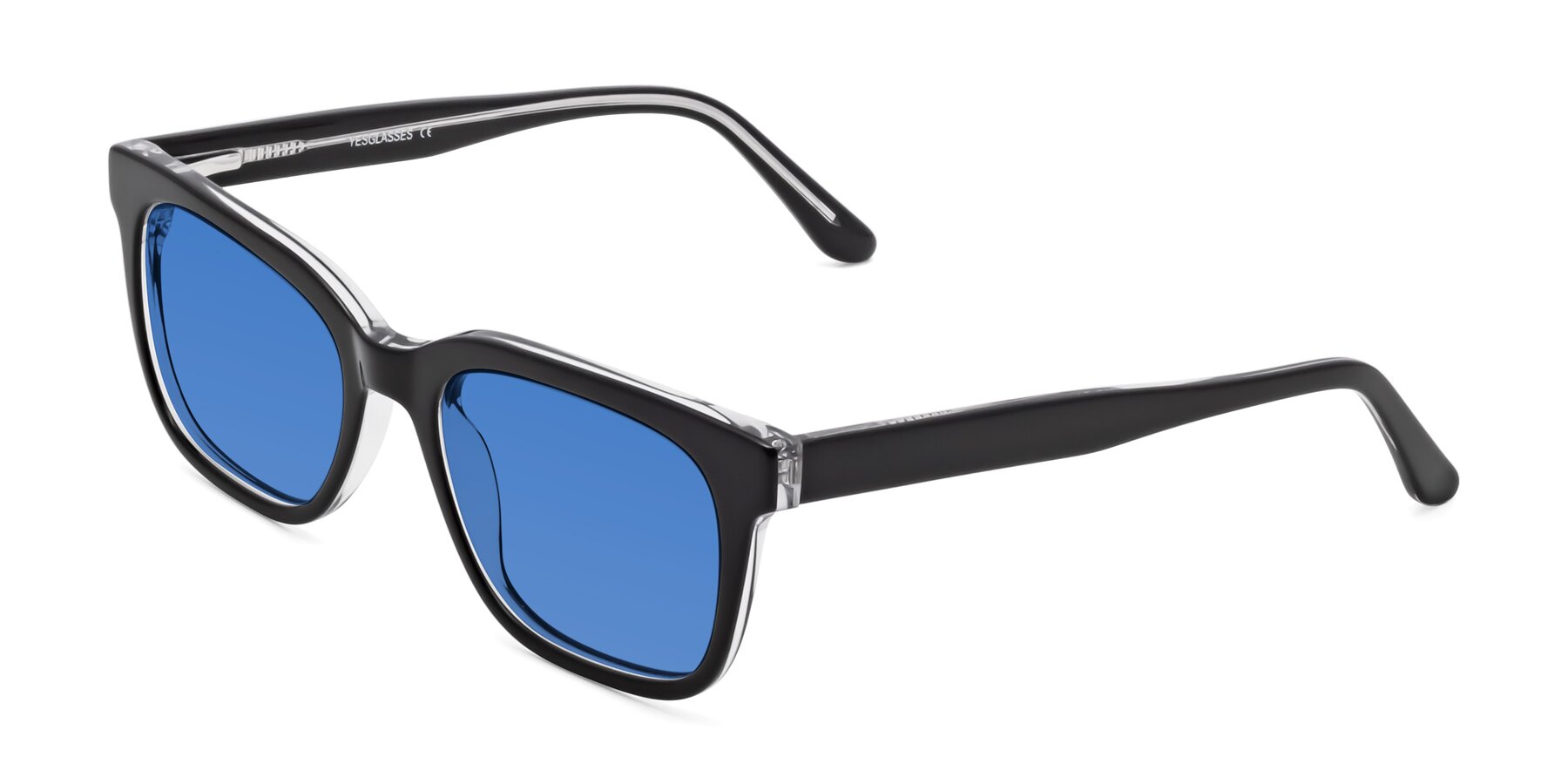 Angle of 1052 in Black-Clear with Blue Tinted Lenses