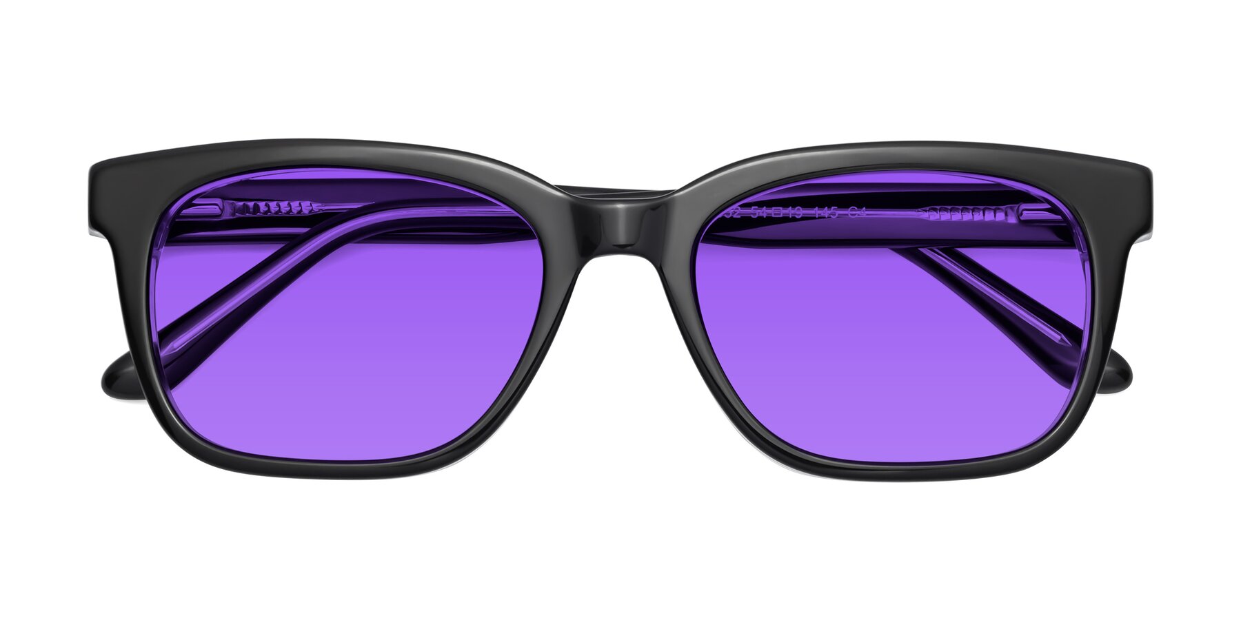 Folded Front of 1052 in Black-Clear with Purple Tinted Lenses