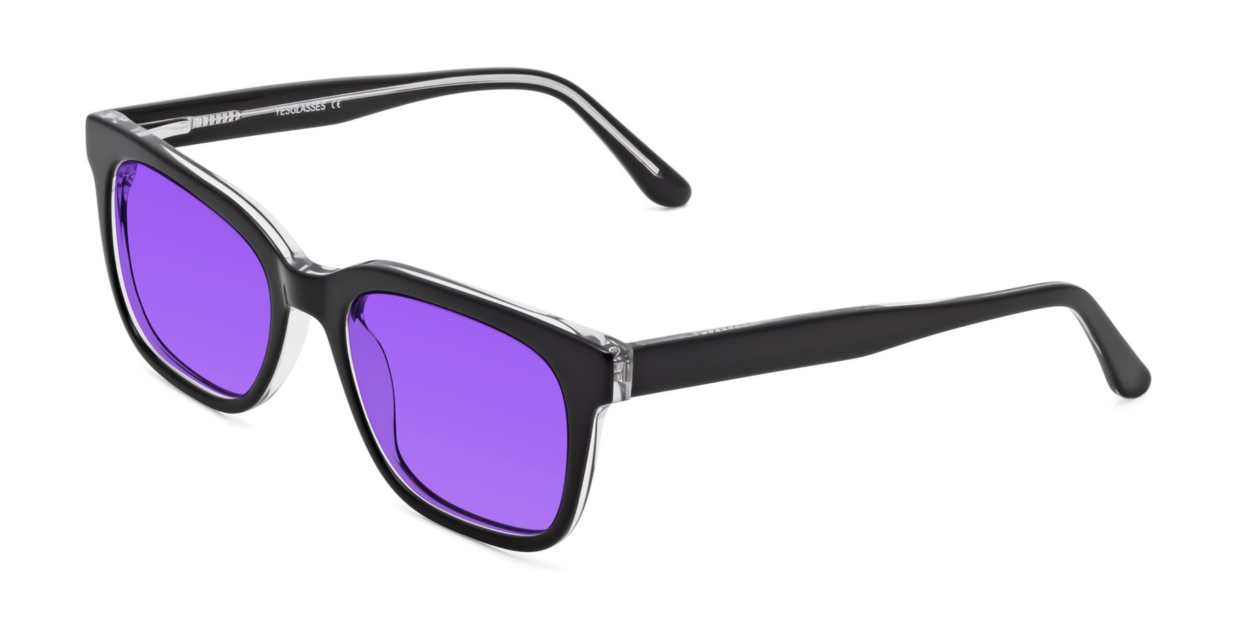 Angle of 1052 in Black-Clear with Purple Tinted Lenses