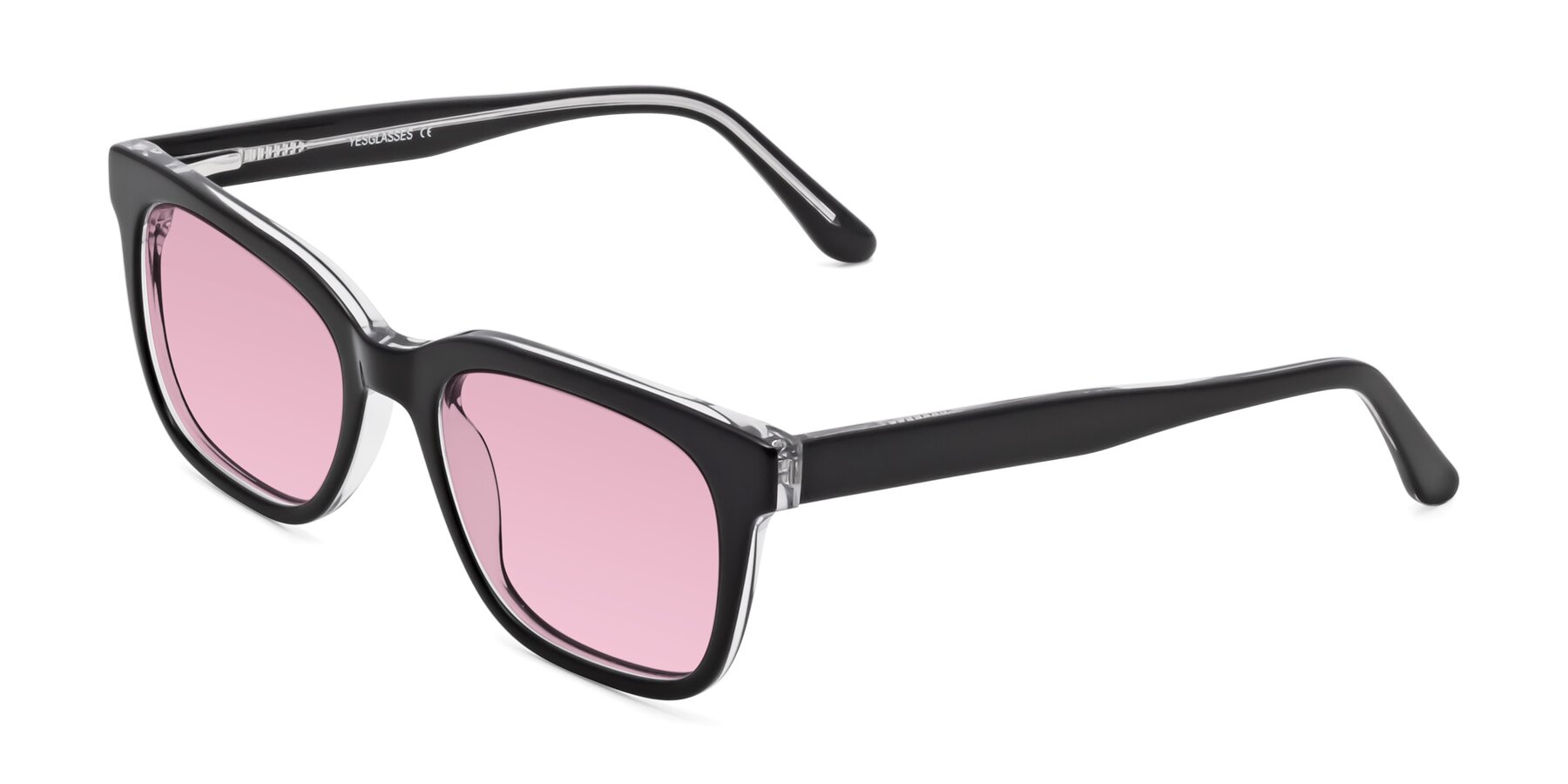 Angle of 1052 in Black-Clear with Light Wine Tinted Lenses