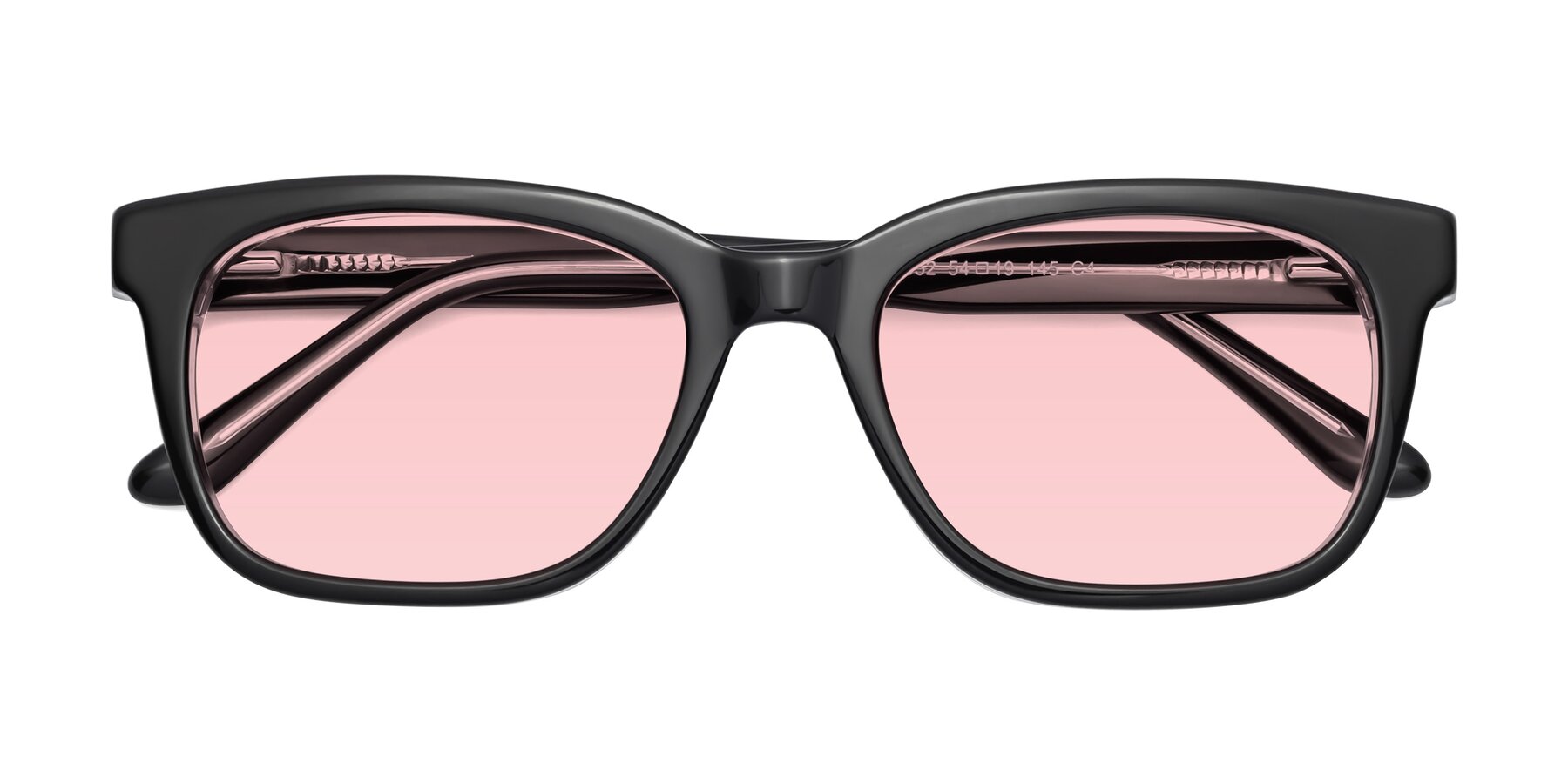 Folded Front of 1052 in Black-Clear with Light Garnet Tinted Lenses