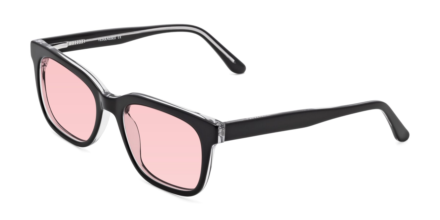 Angle of 1052 in Black-Clear with Light Garnet Tinted Lenses