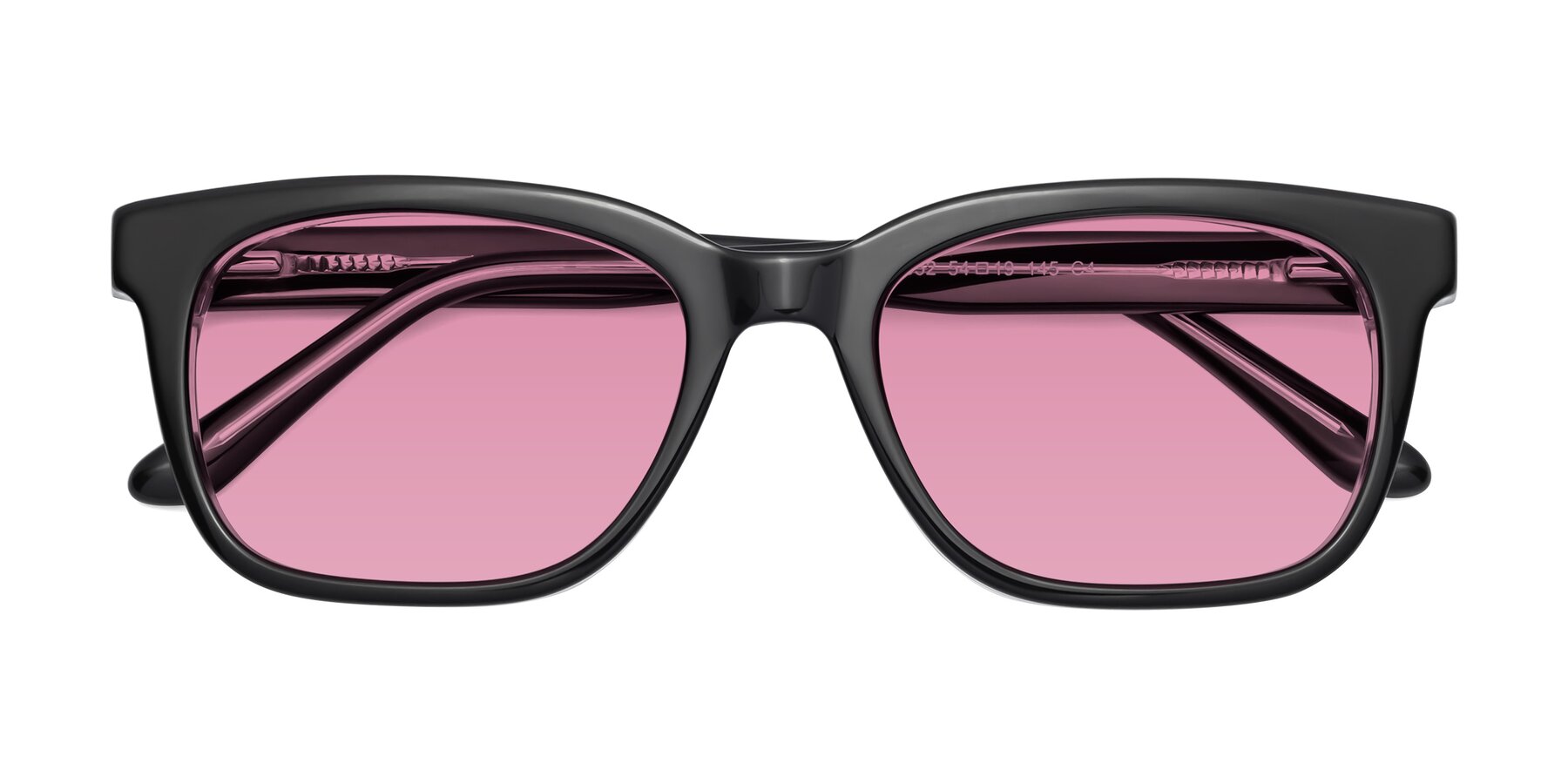 Folded Front of 1052 in Black-Clear with Medium Wine Tinted Lenses