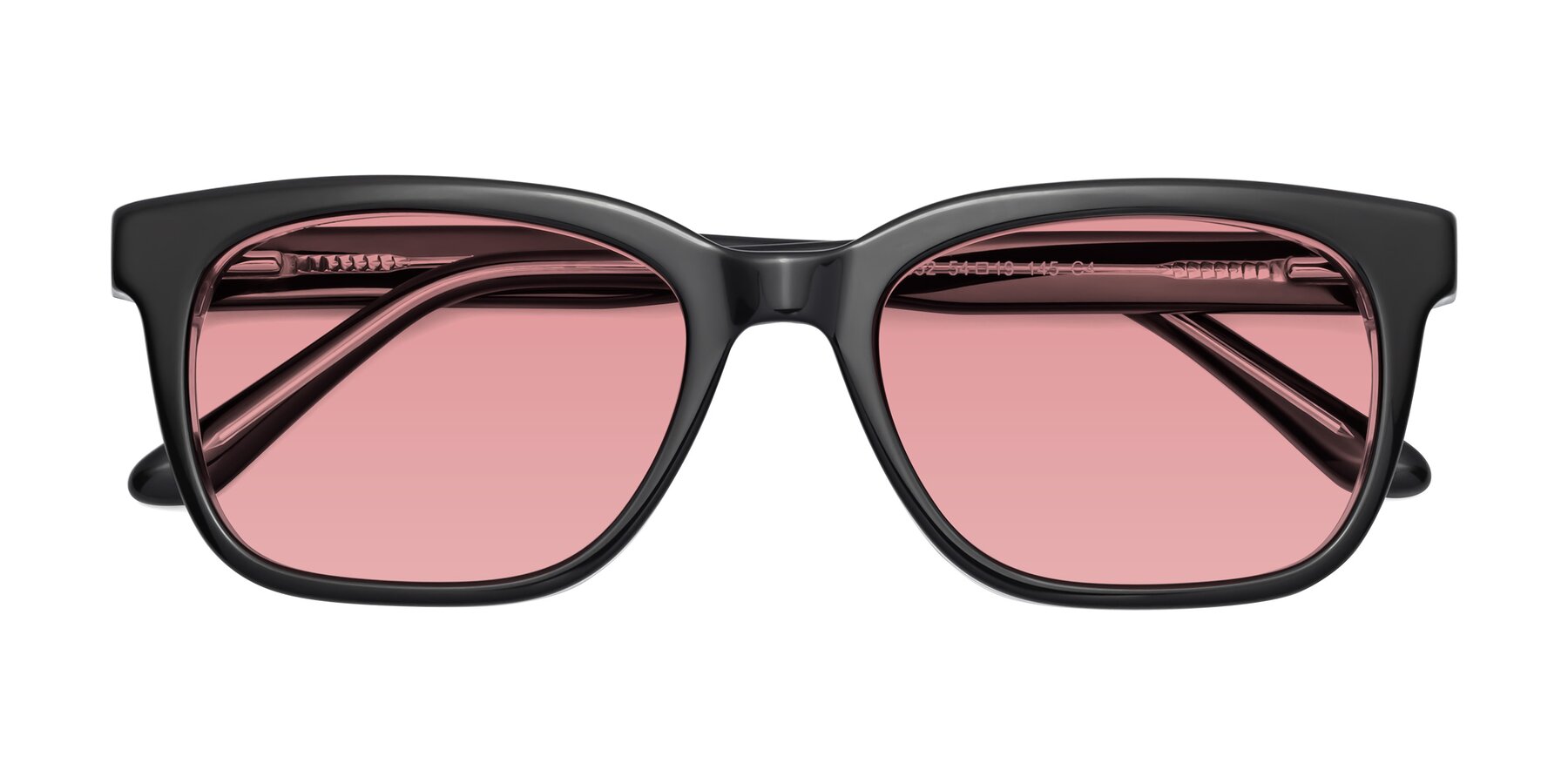 Folded Front of 1052 in Black-Clear with Medium Garnet Tinted Lenses