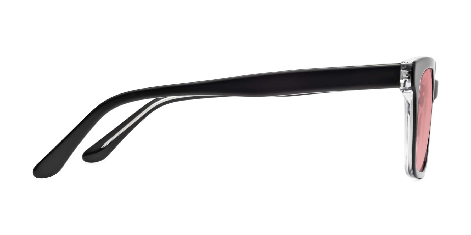 Side of 1052 in Black-Clear with Medium Garnet Tinted Lenses