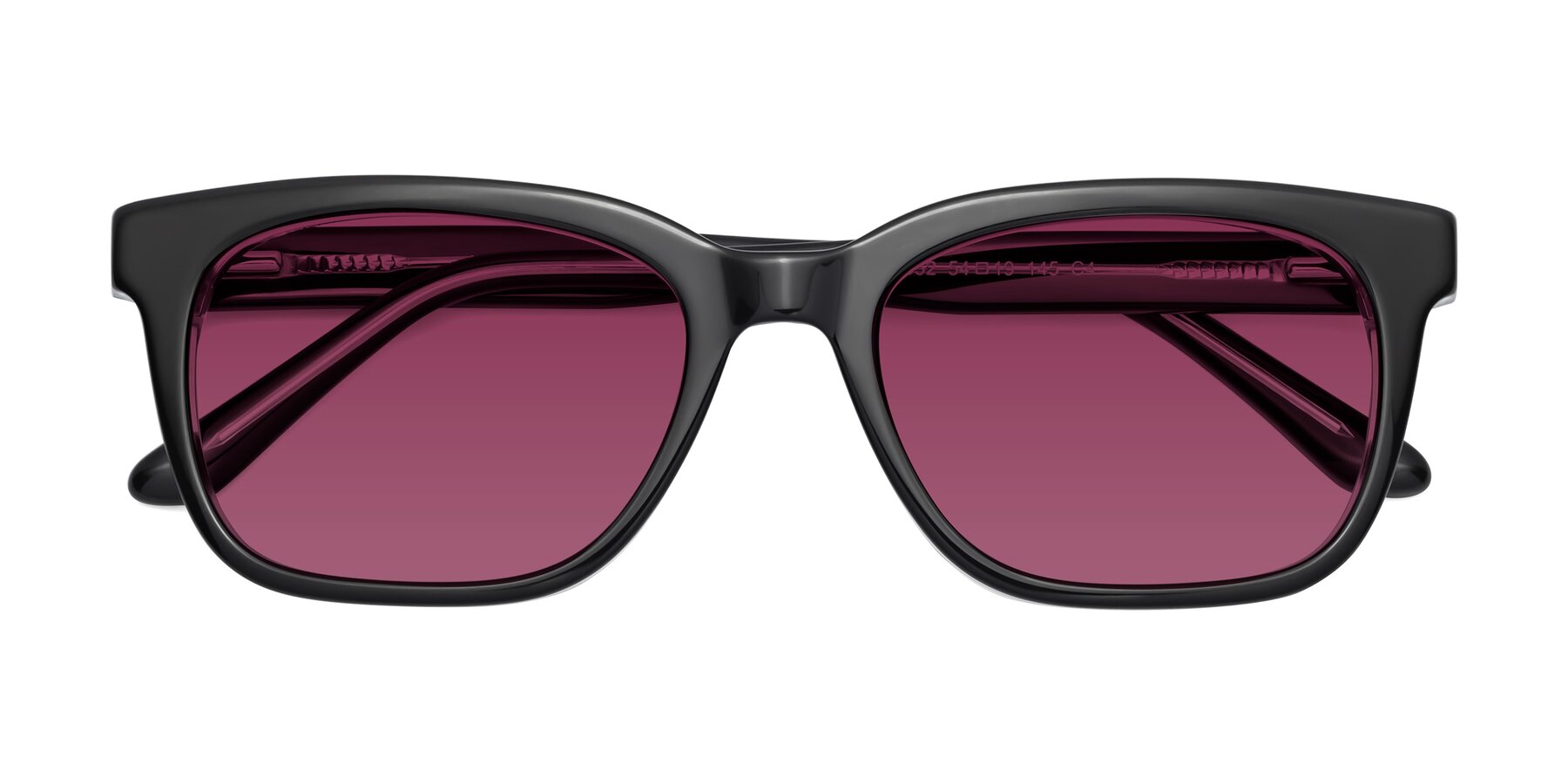 Folded Front of 1052 in Black-Clear with Wine Tinted Lenses