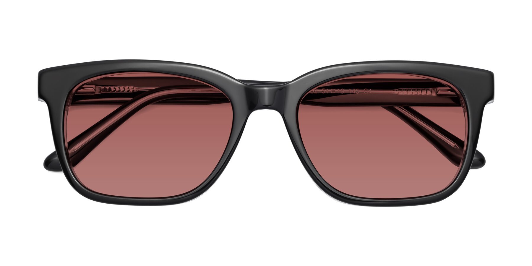 Folded Front of 1052 in Black-Clear with Garnet Tinted Lenses