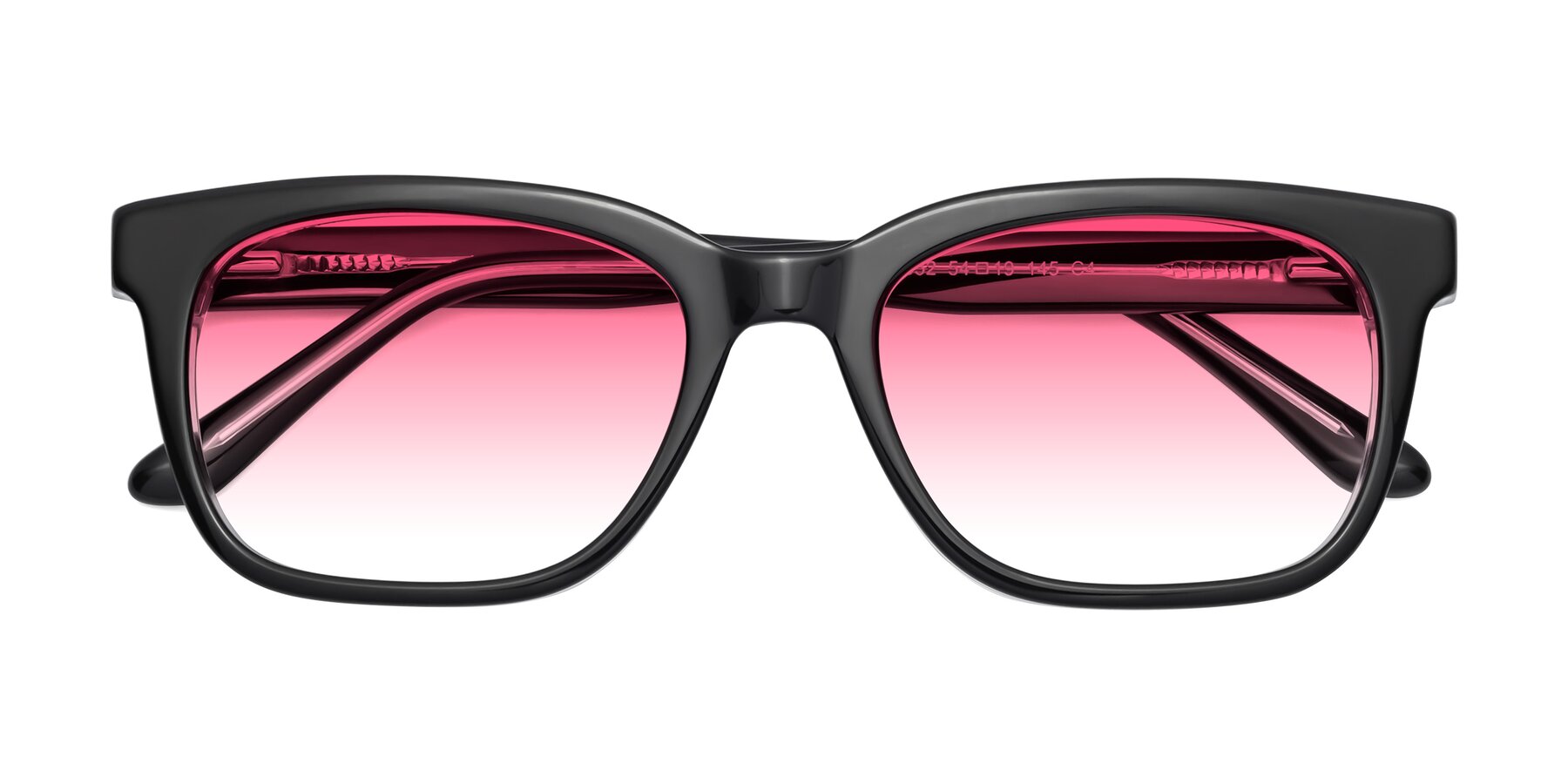 Folded Front of 1052 in Black-Clear with Pink Gradient Lenses