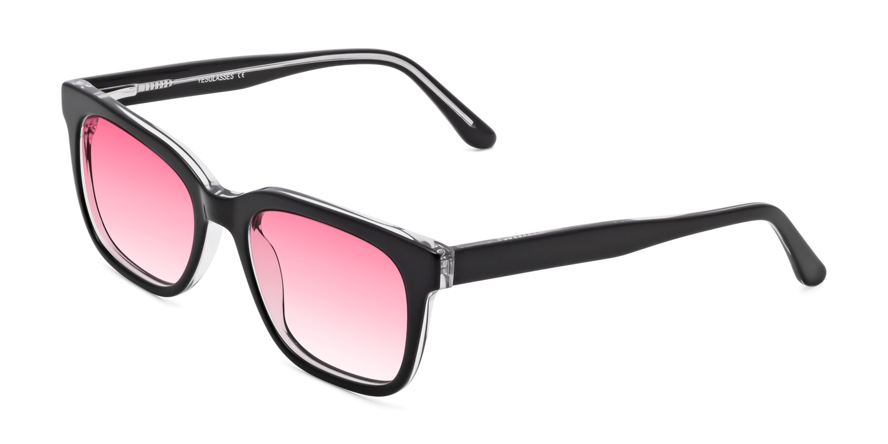 Angle of 1052 in Black-Clear with Pink Gradient Lenses