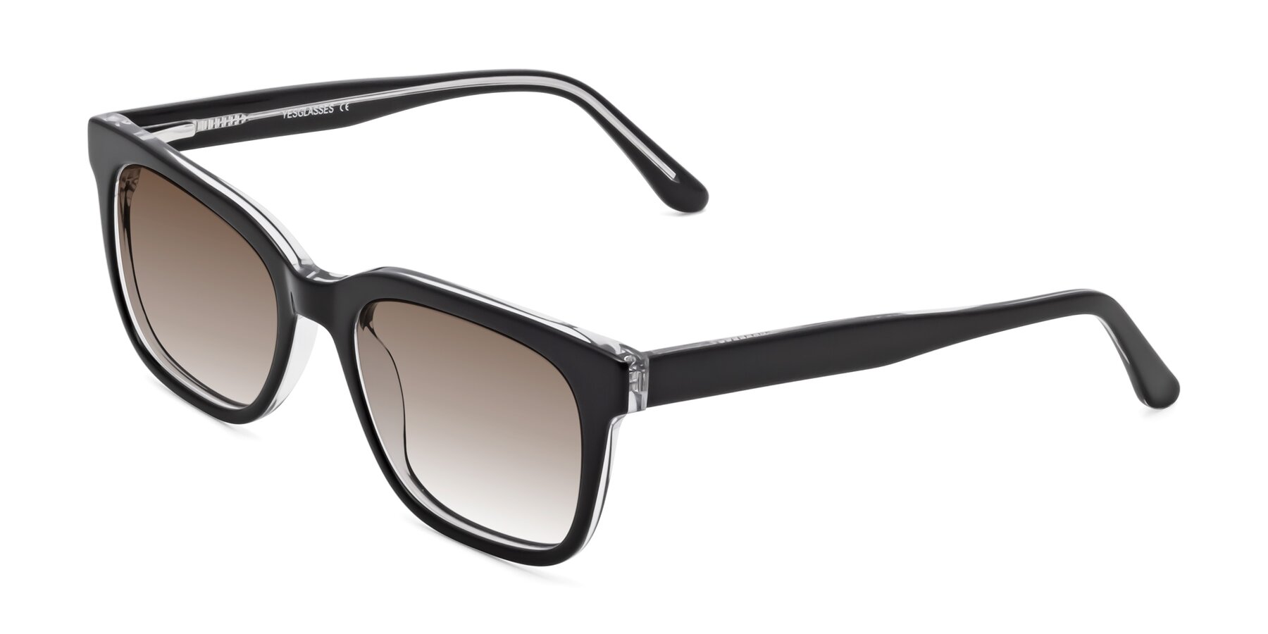 Angle of 1052 in Black-Clear with Brown Gradient Lenses