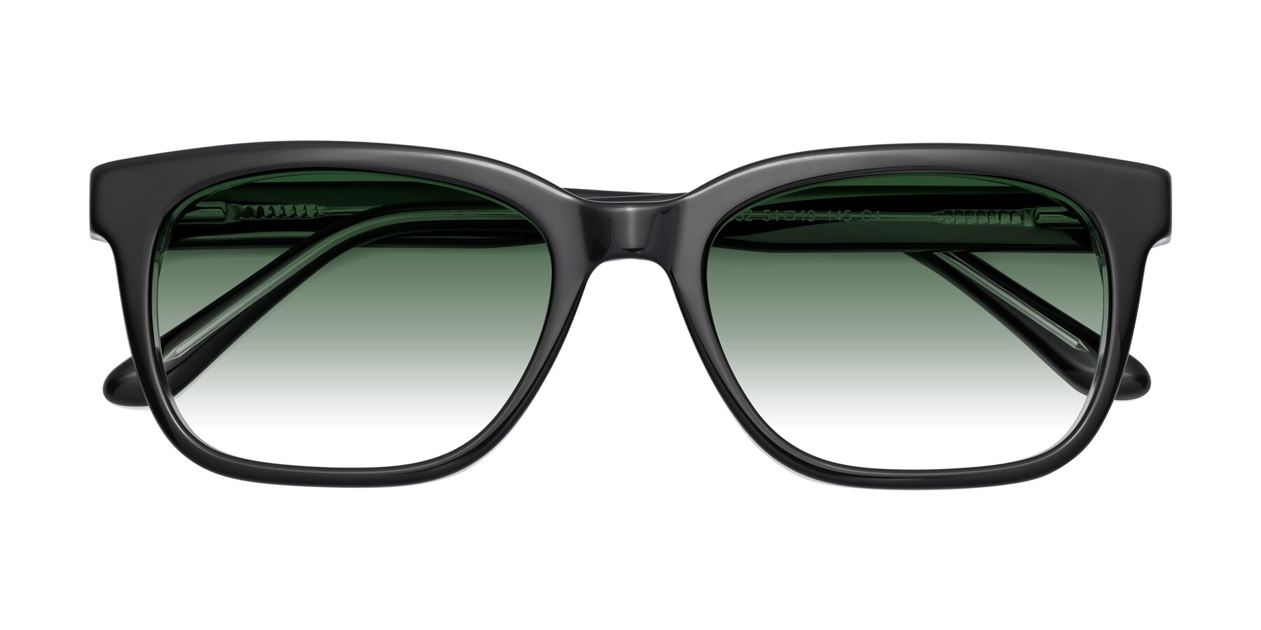 Folded Front of 1052 in Black-Clear with Green Gradient Lenses