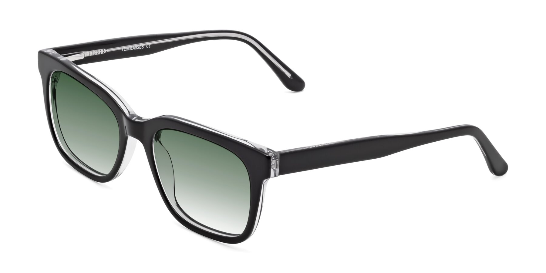 Angle of 1052 in Black-Clear with Green Gradient Lenses