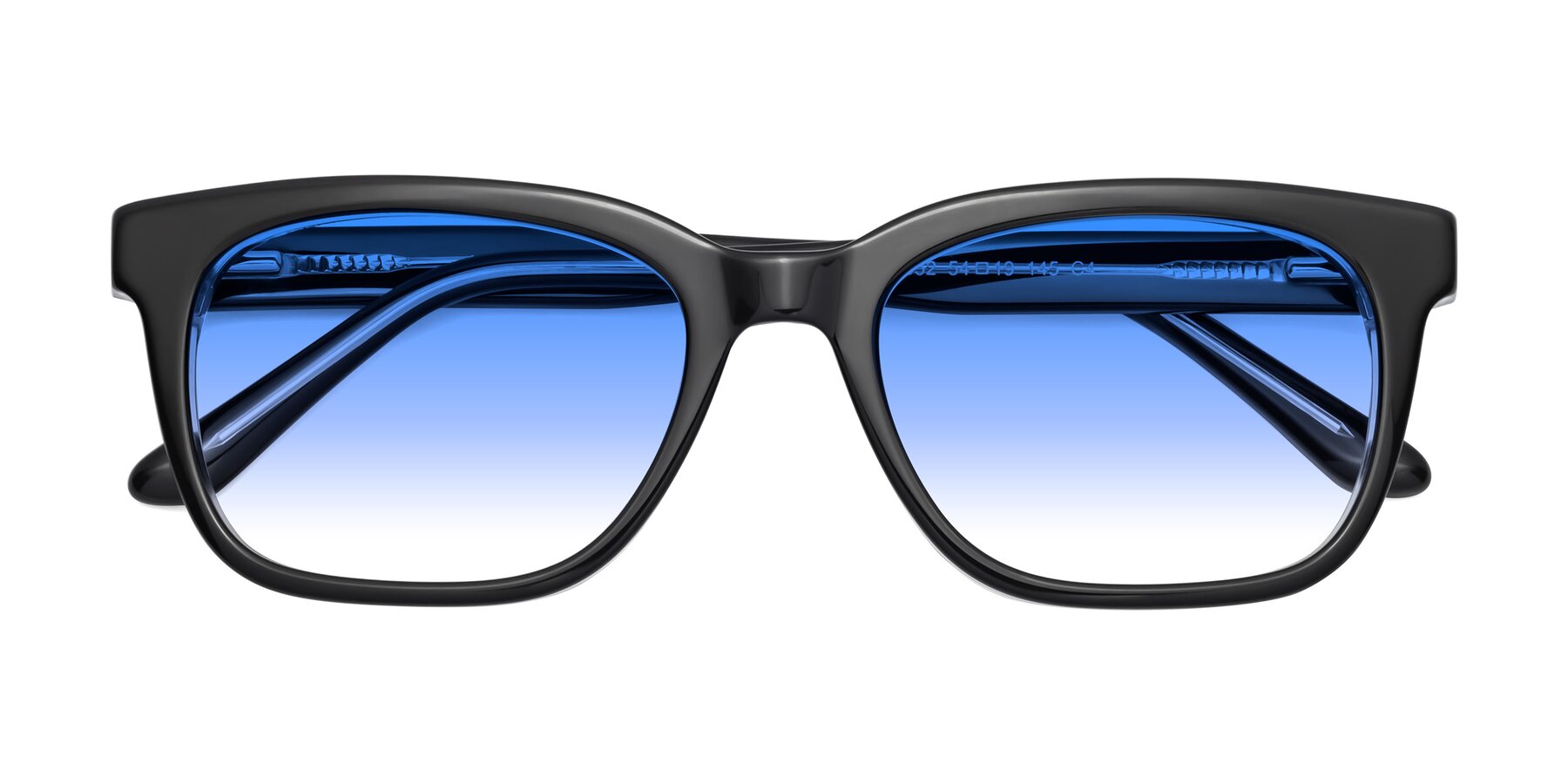 Folded Front of 1052 in Black-Clear with Blue Gradient Lenses